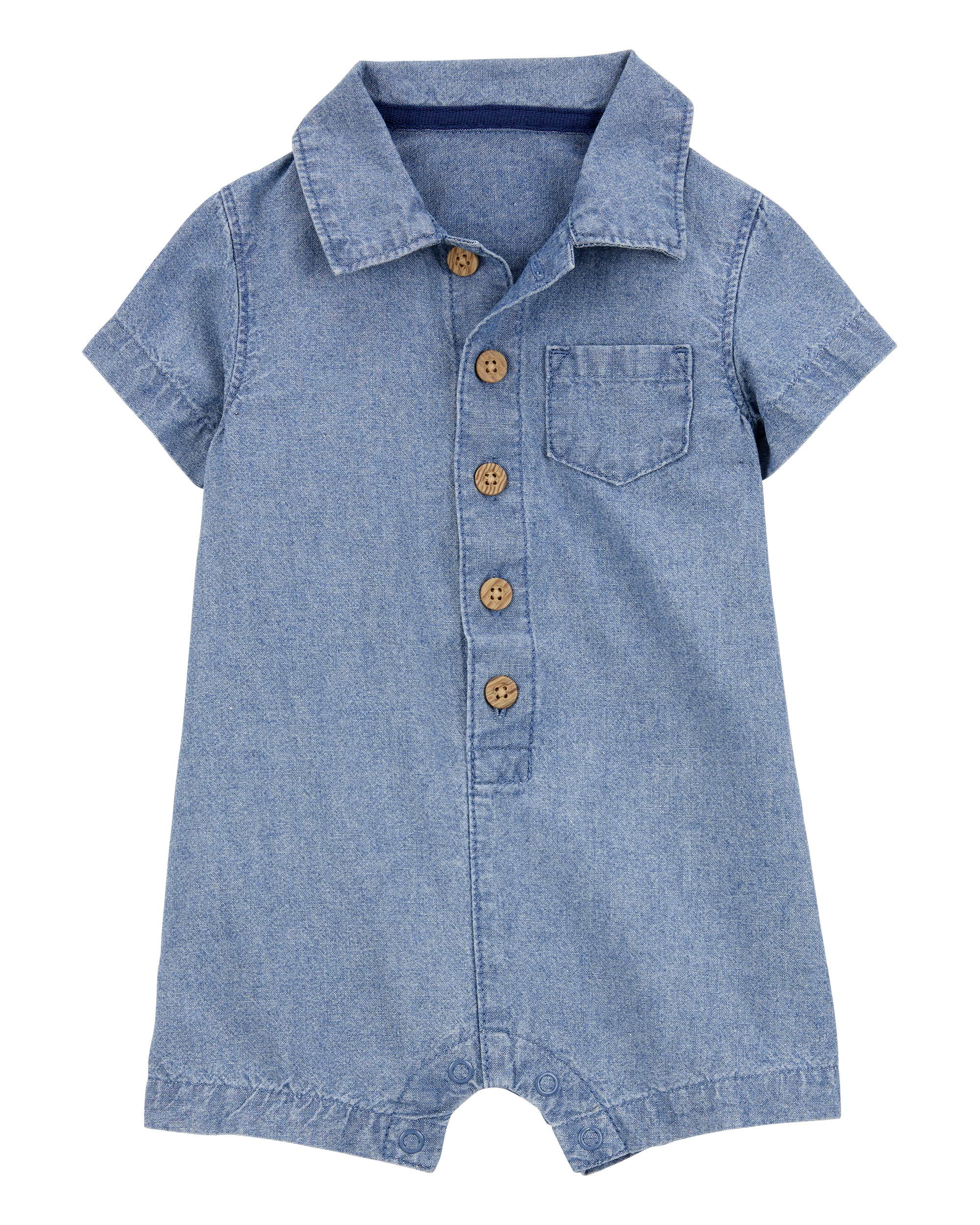 Baby Chambray Polo Romper