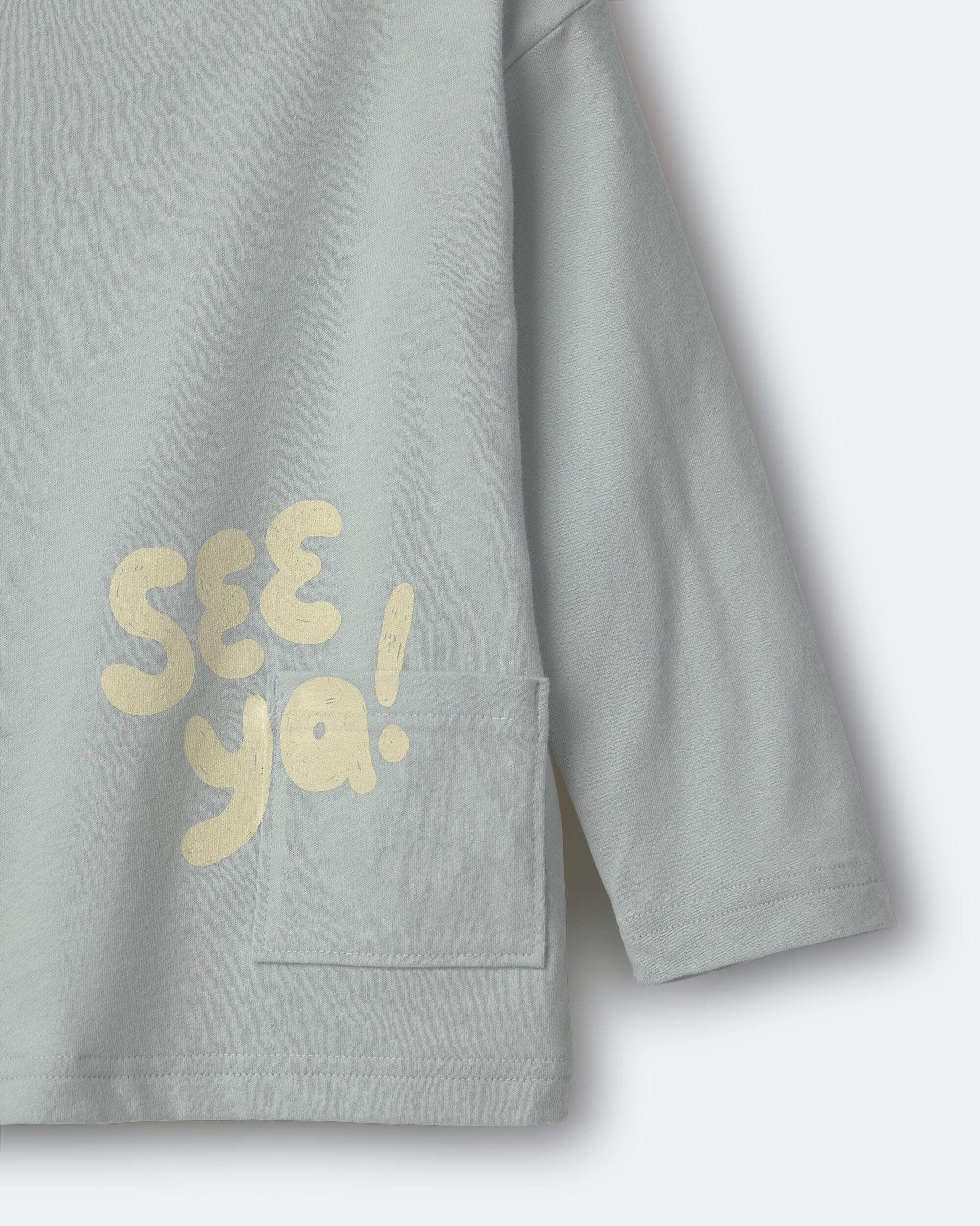 Toddler 'See Ya' Long-Sleeve Pocket Relaxed Graphic Tee - Sage