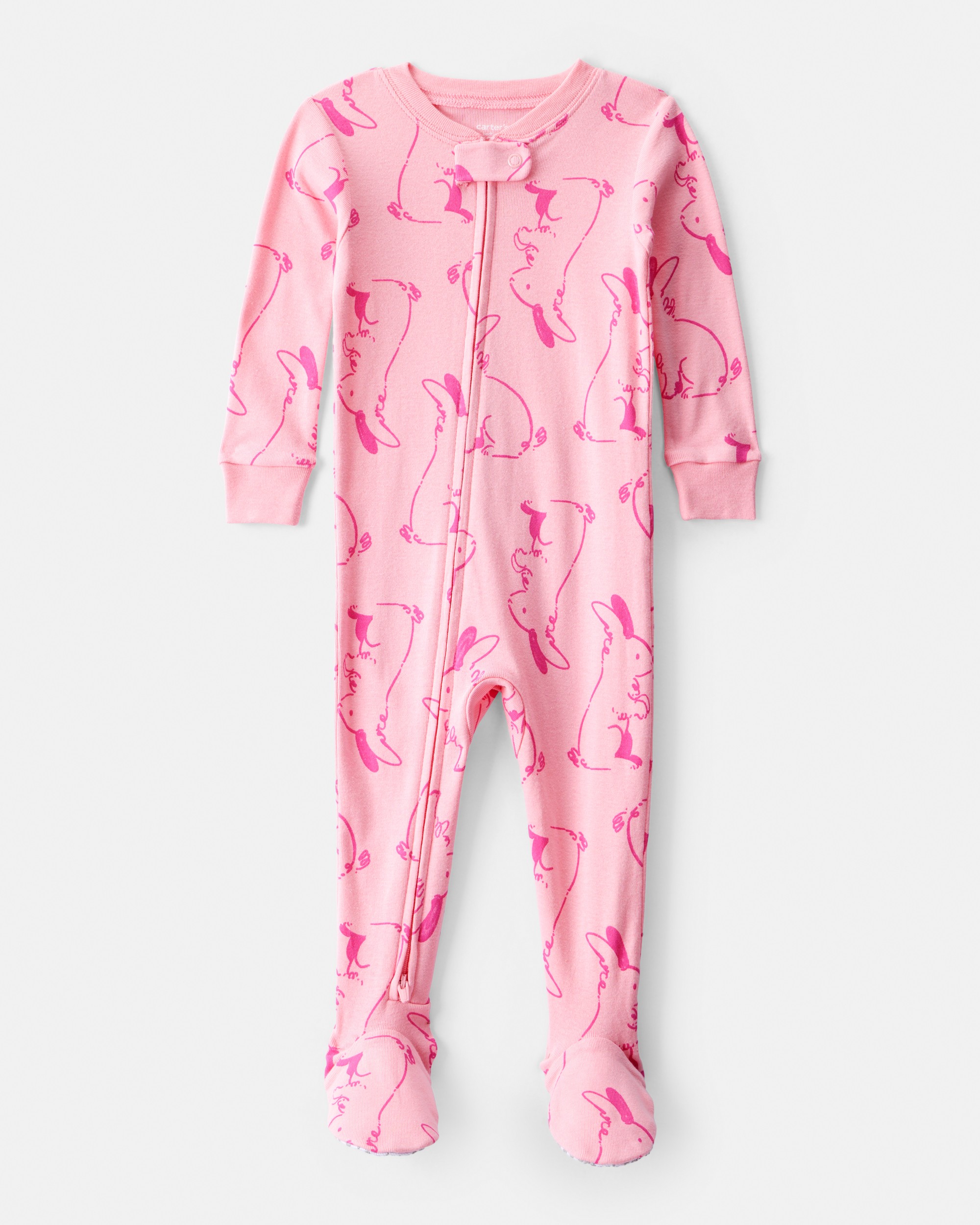 Toddler Girl Bunny 100% Cotton Snug Fit 1-Piece Pyjamas - Pink