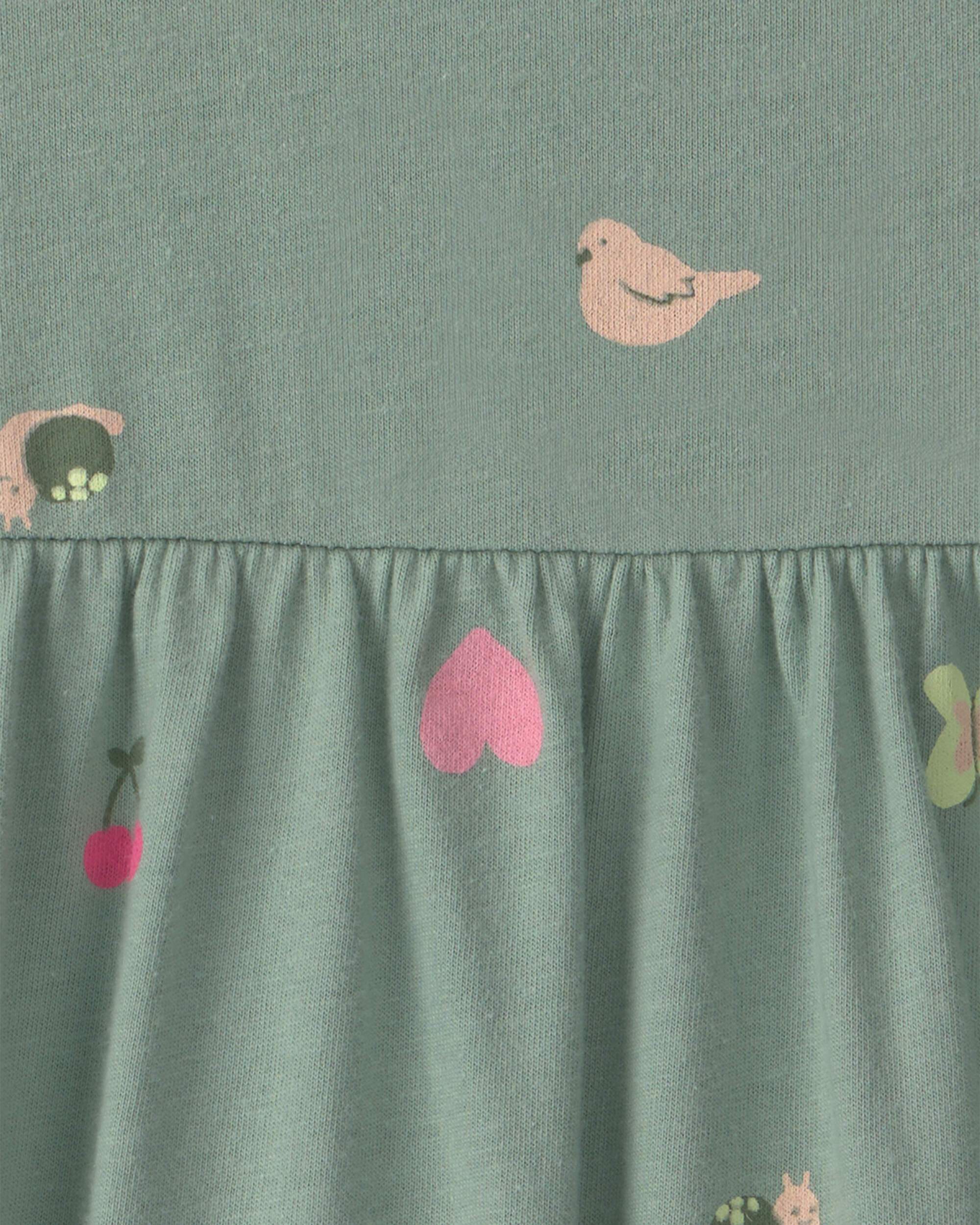 Baby Girl Butterfly Short-Sleeve Dress - Green