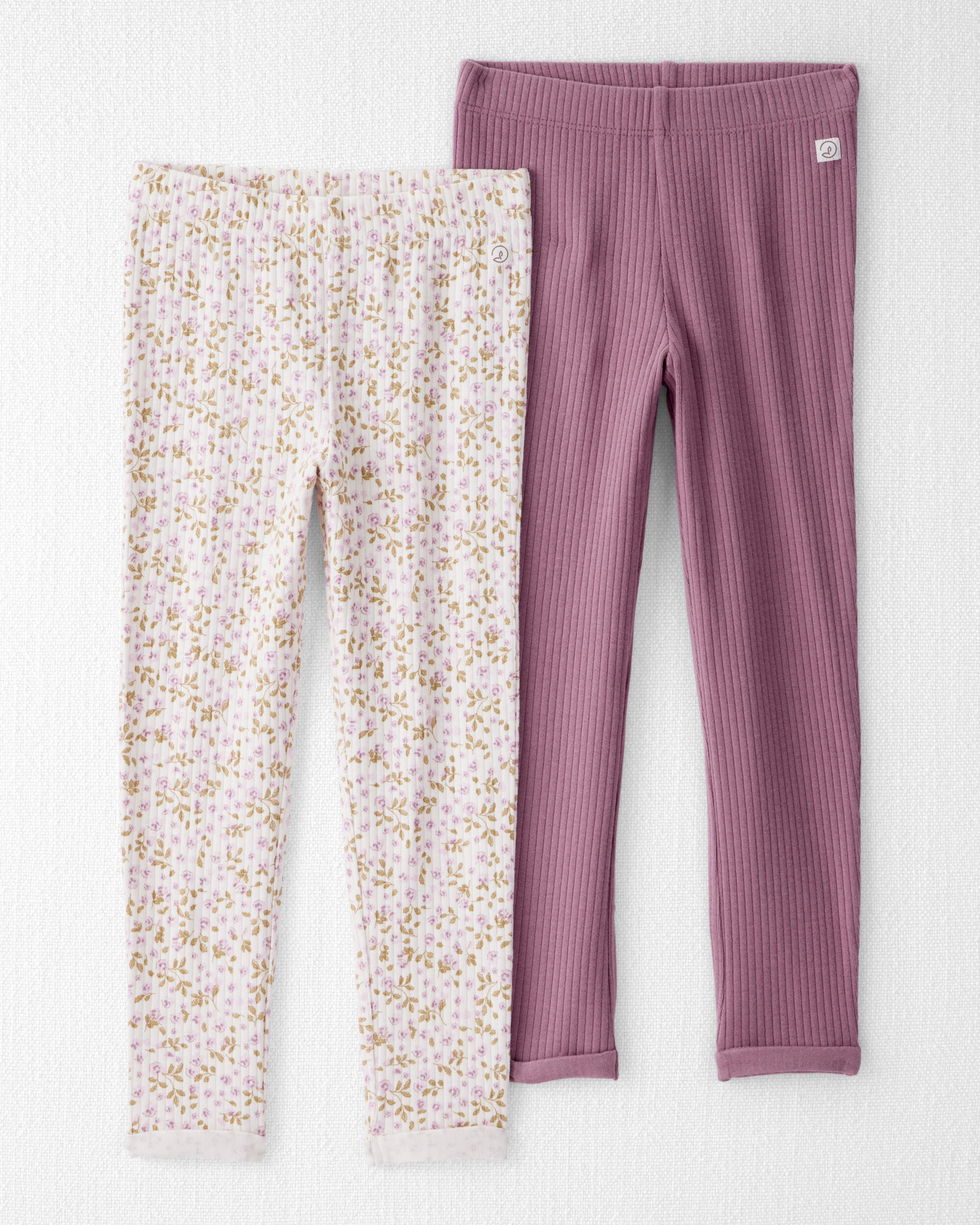 Toddler Girl 2-Pack Organic Cotton Rib Leggings