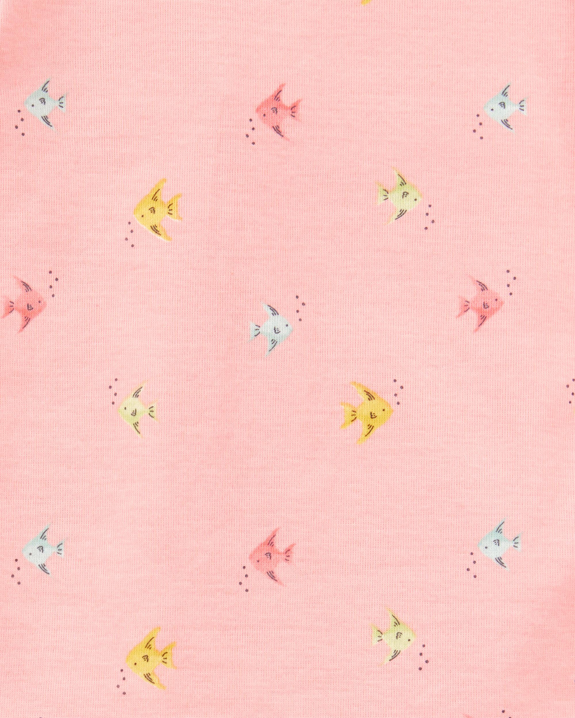 Toddler 4-Piece Pineapple & Fish Print 100% Snug Fit Cotton Pyjamas