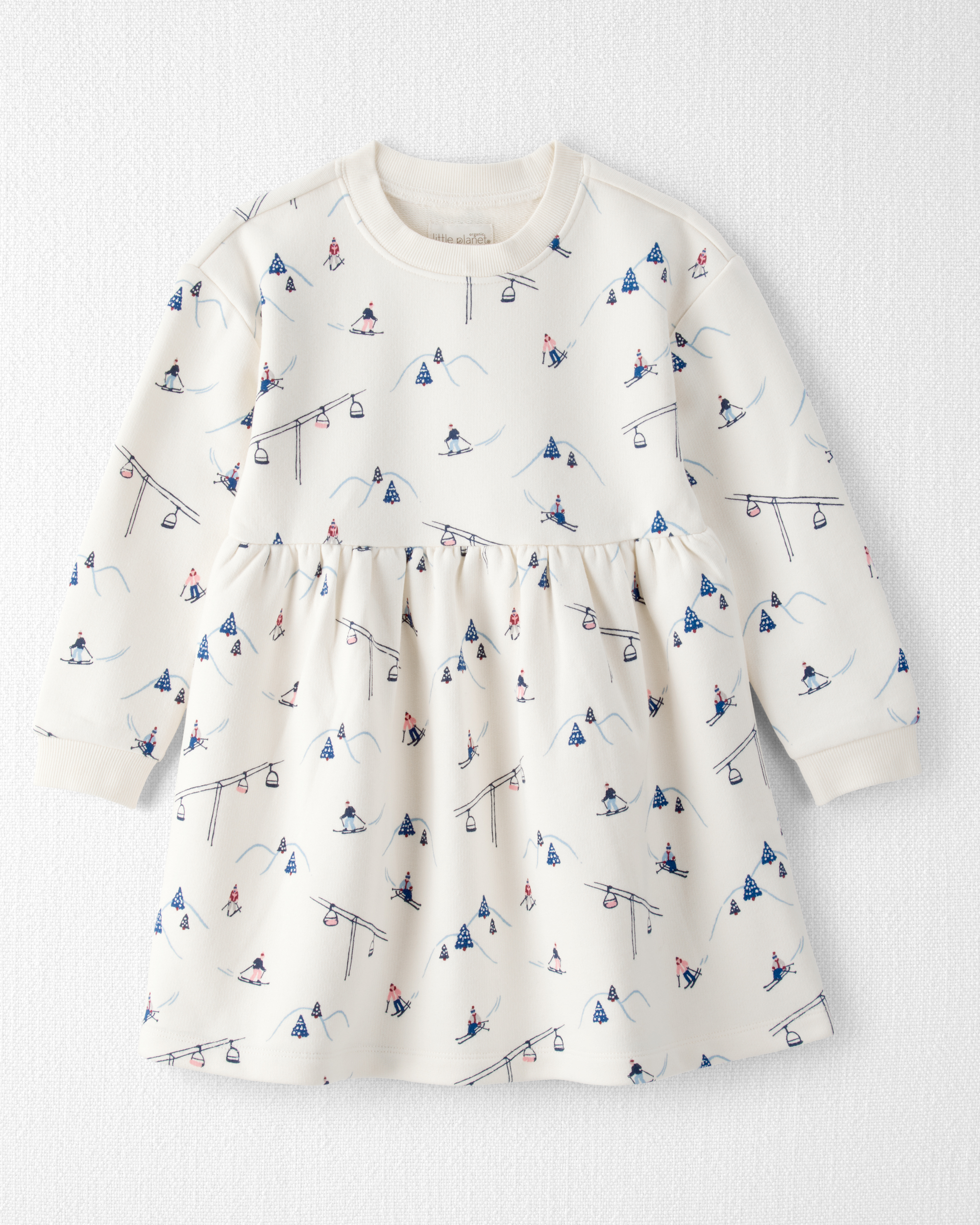 Toddler Girl French Terry Dress Made with Organic Cotton Snowy Slopes Print
