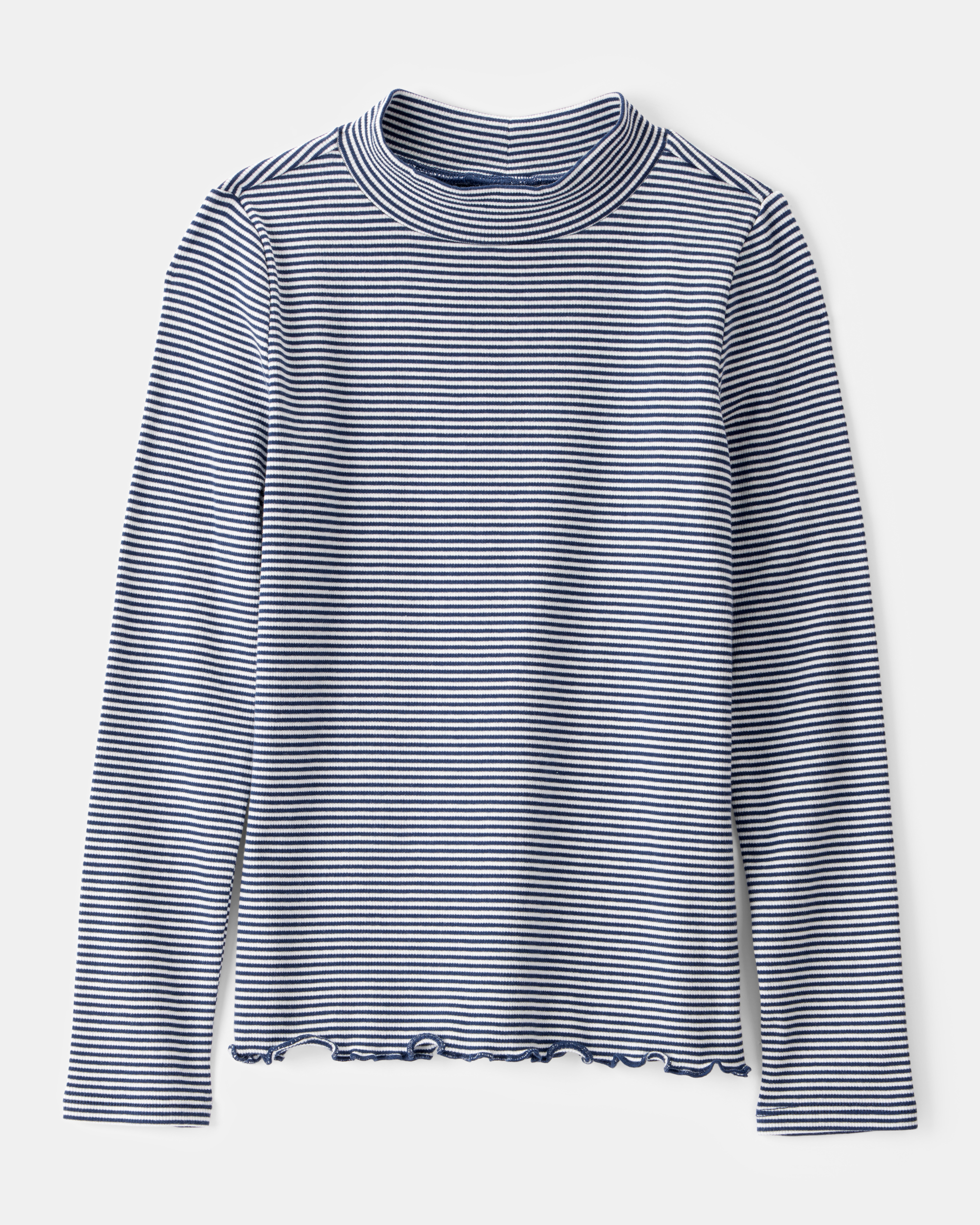 Kid Mock Neck Striped Long-Sleeve Top - Navy