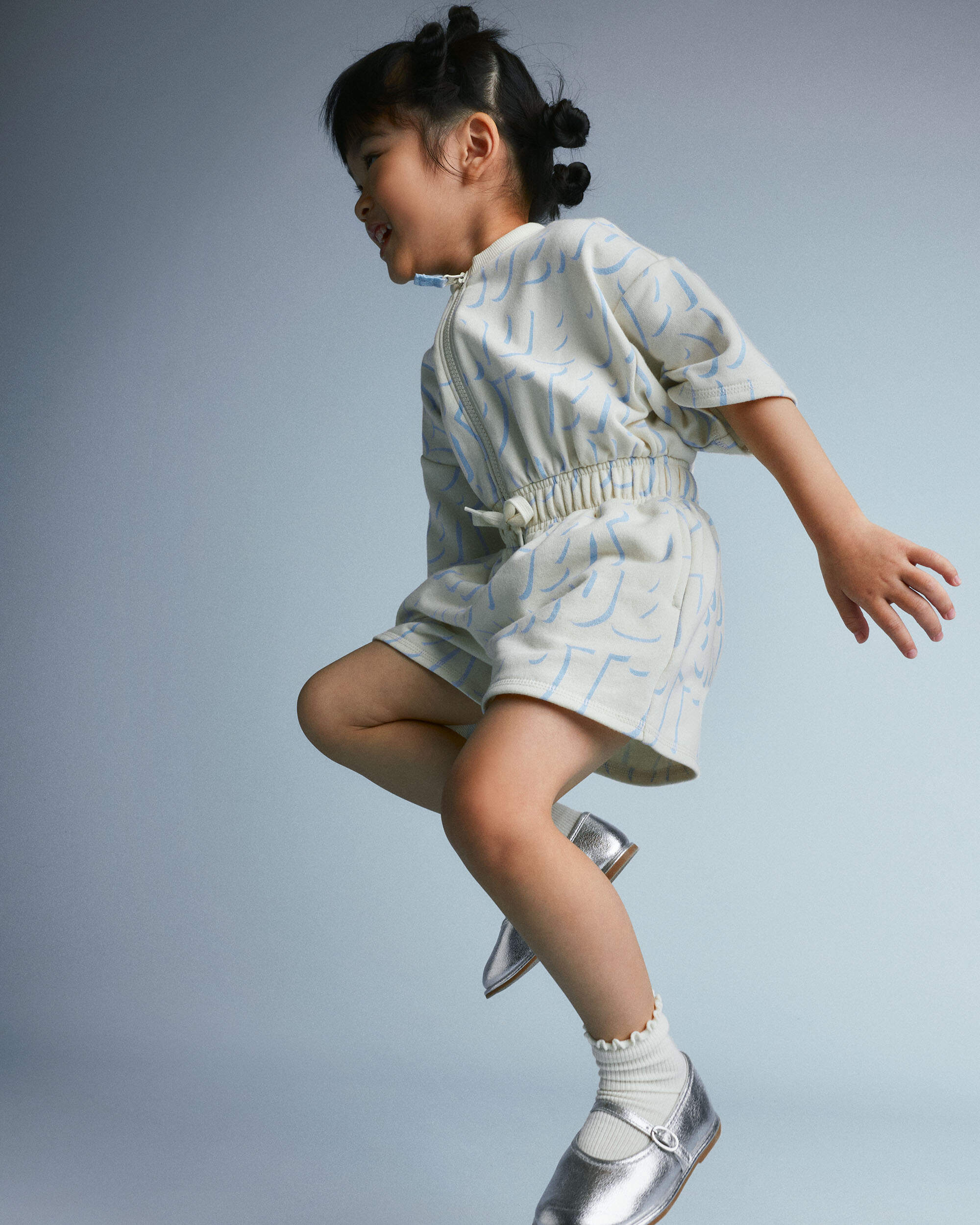 Toddler Girl Flowy Romper Otter Avenue Print - Cream