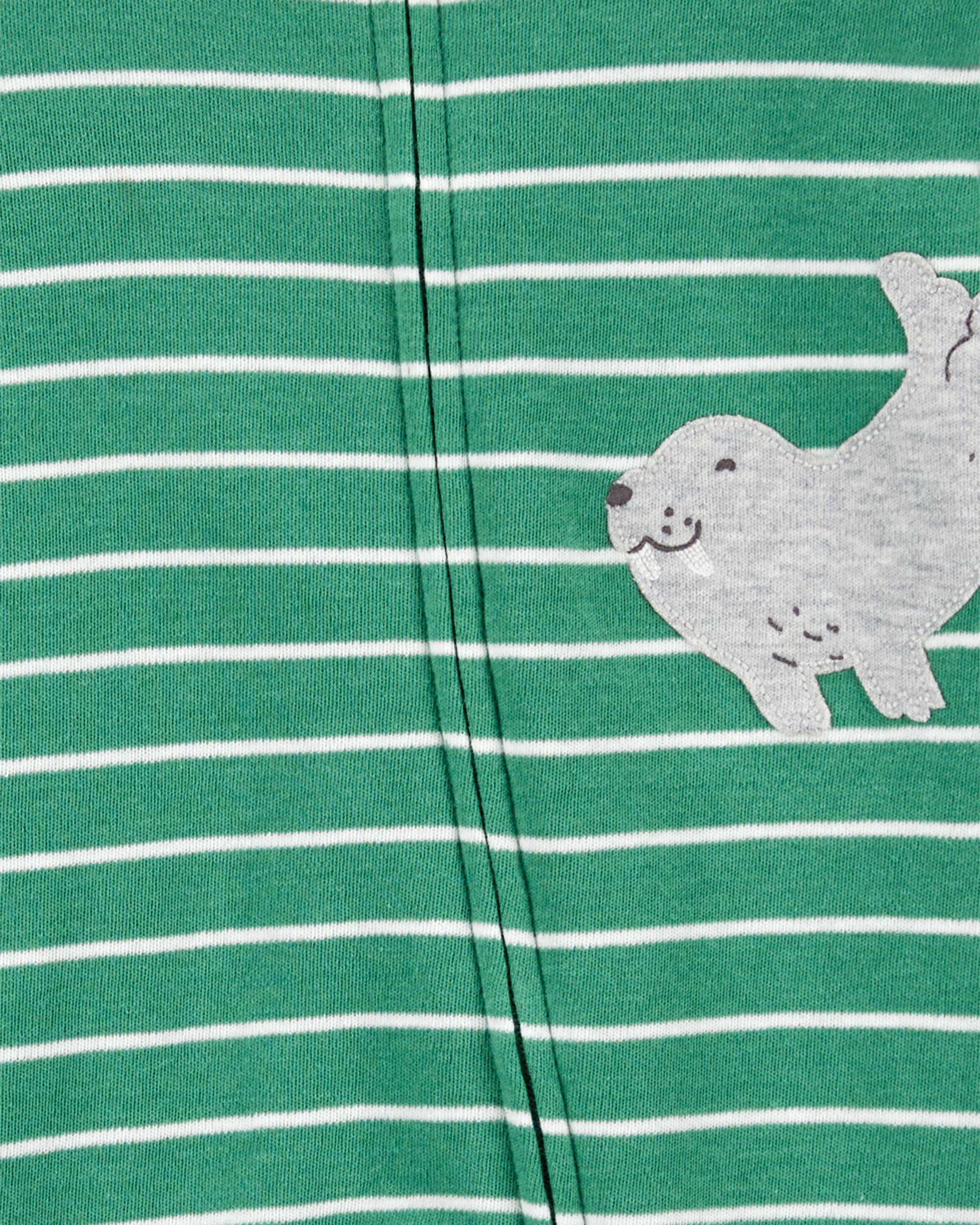 Baby Boy Striped Walrus 2-Way Zip Sleeper Pyjamas