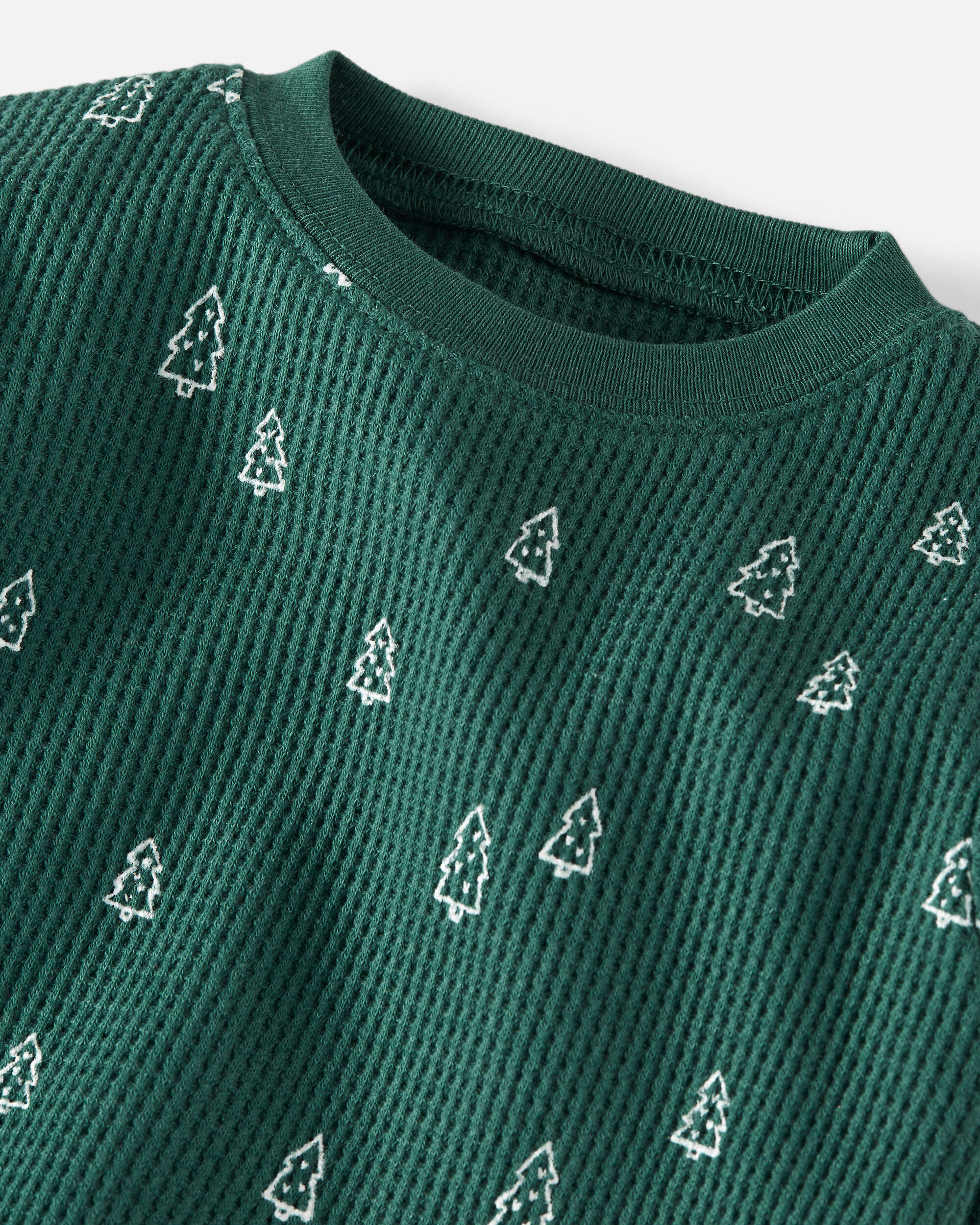 Toddler Christmas Tree Print Waffle Knit Pyjamas Made with Organic Cotton