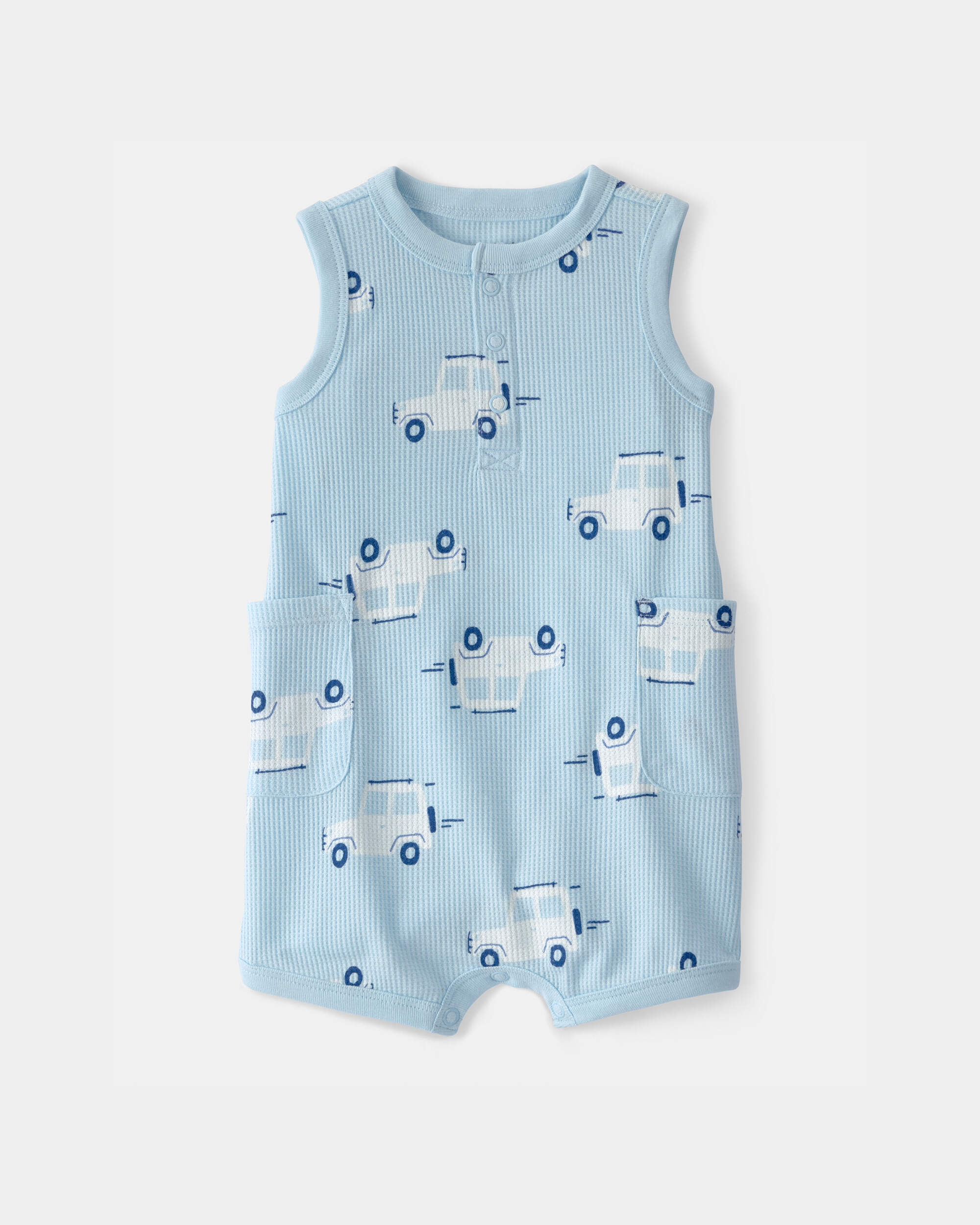 Baby Boy Thermal Sleeveless Romper - Blue