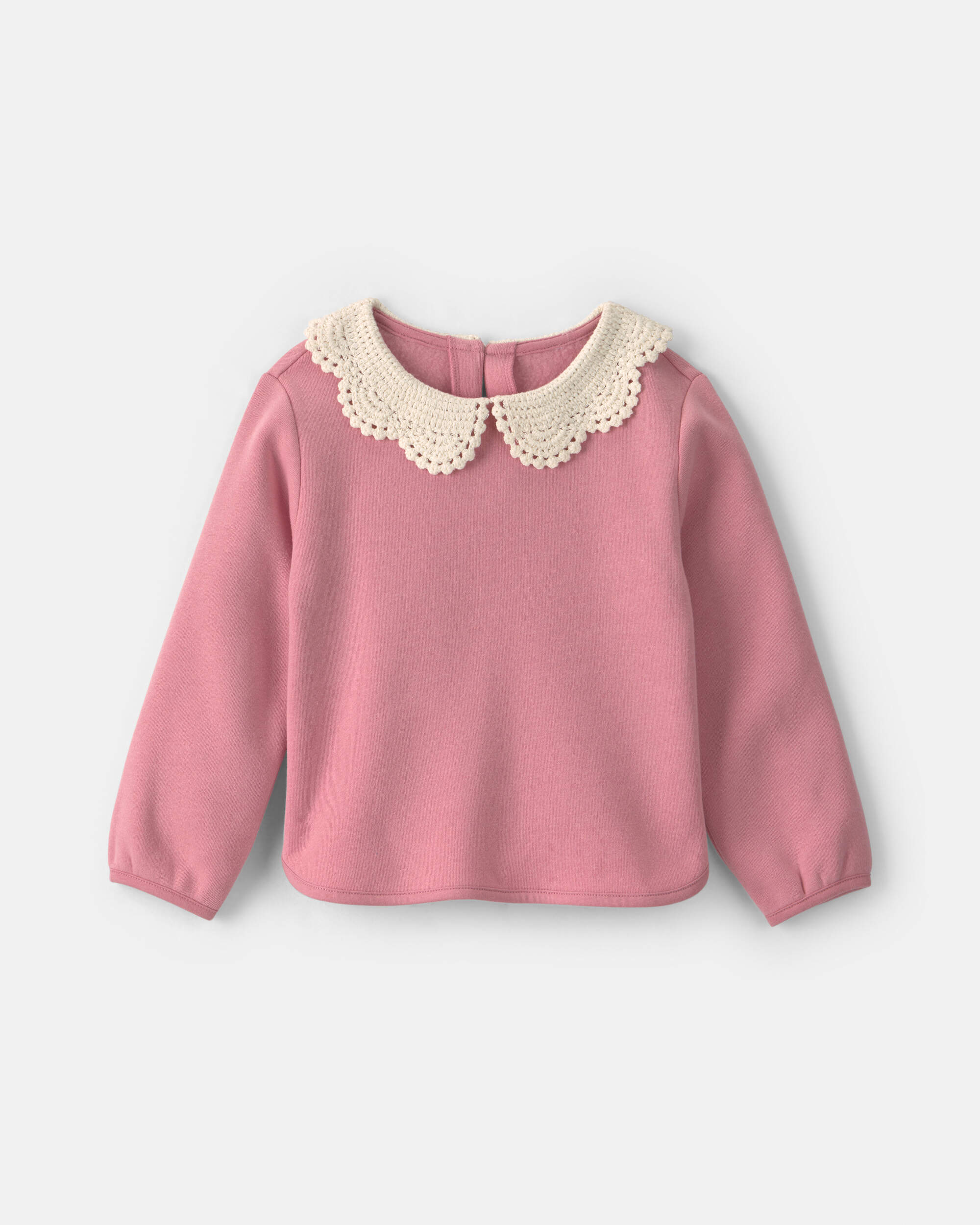 Toddler Girl Collared Fleece Sweater - Pink