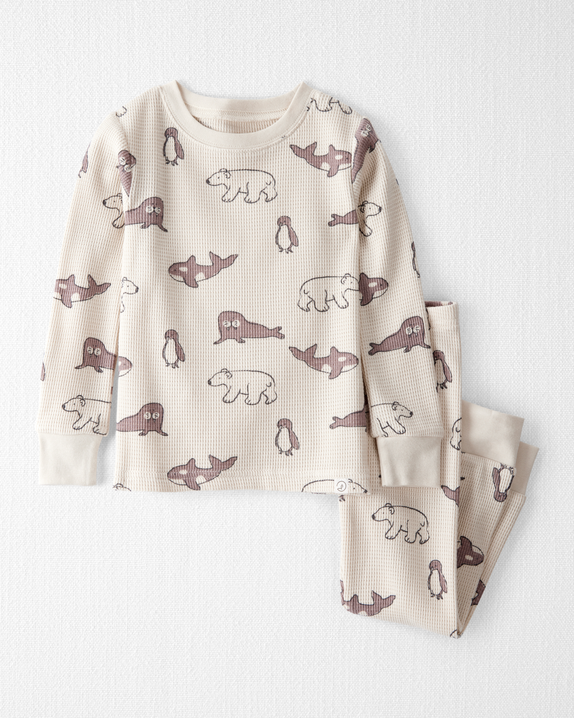 Toddler Waffle Knit Pyjamas Made with Organic Cotton Artic Friends Print