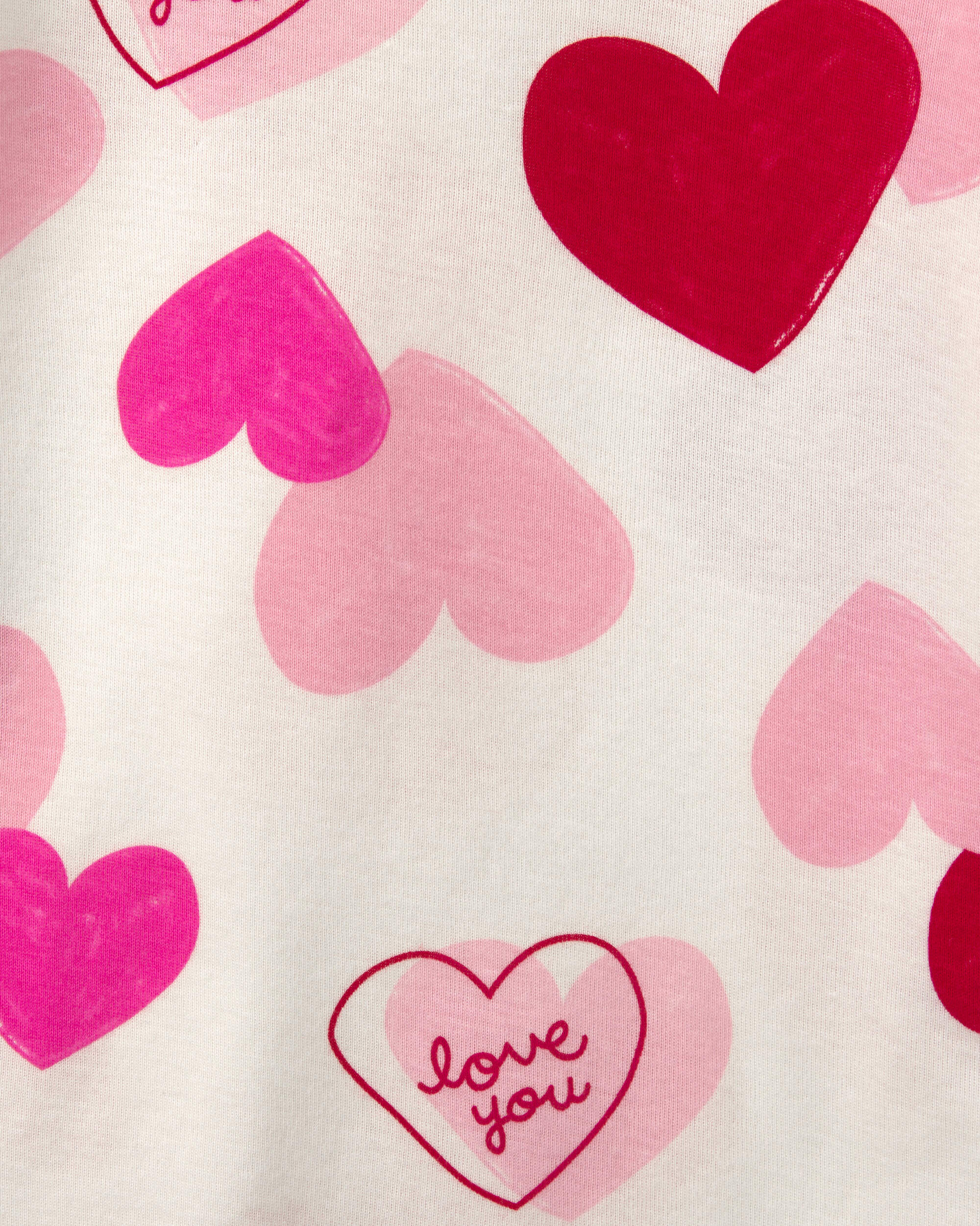 Toddler Girl Love You' Valentine's Day Cotton Snug Fit 4-Piece Pyjama Set - Pink