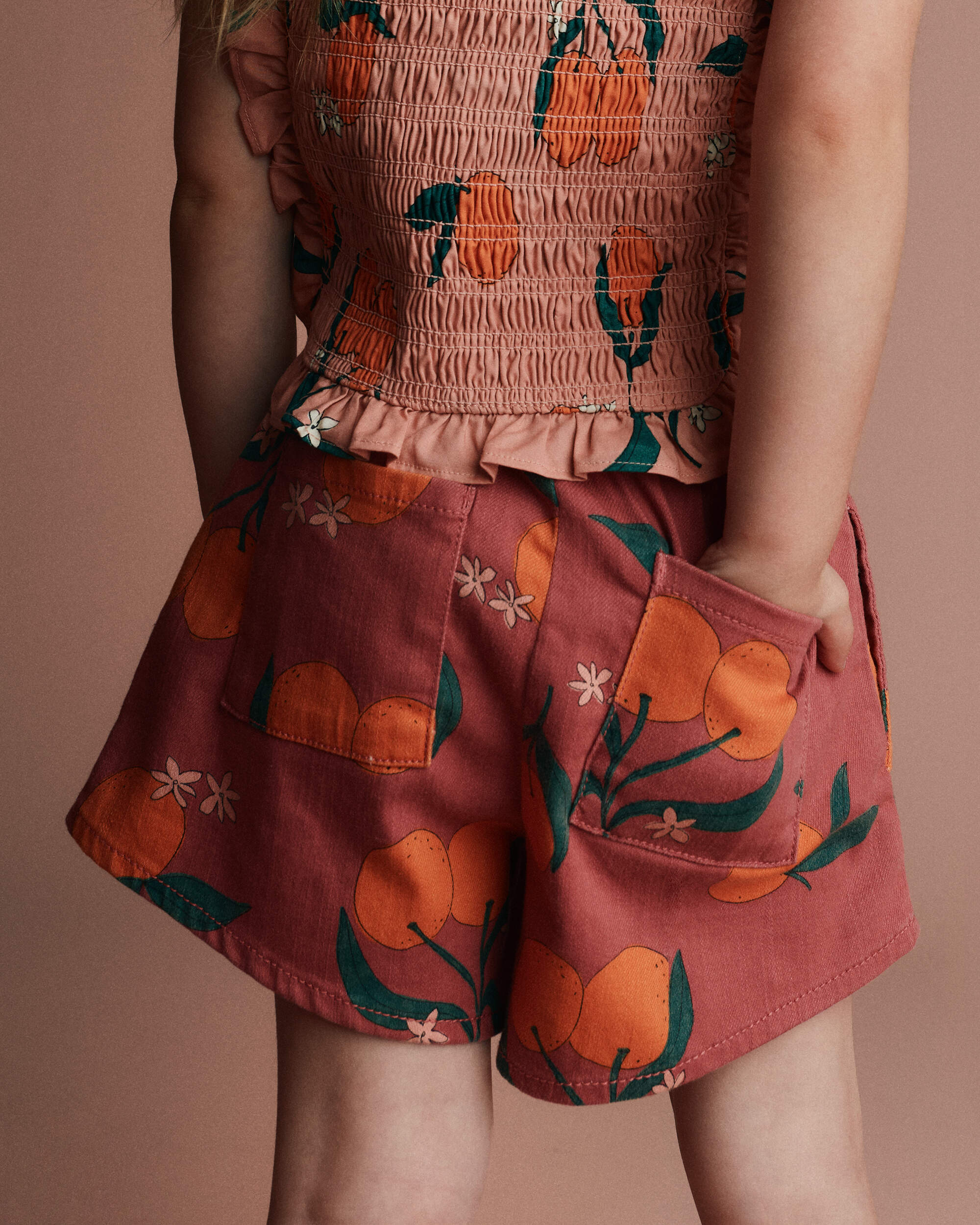 Toddler Girl A-Line Shorts Clementine Grove Print - Burgundy