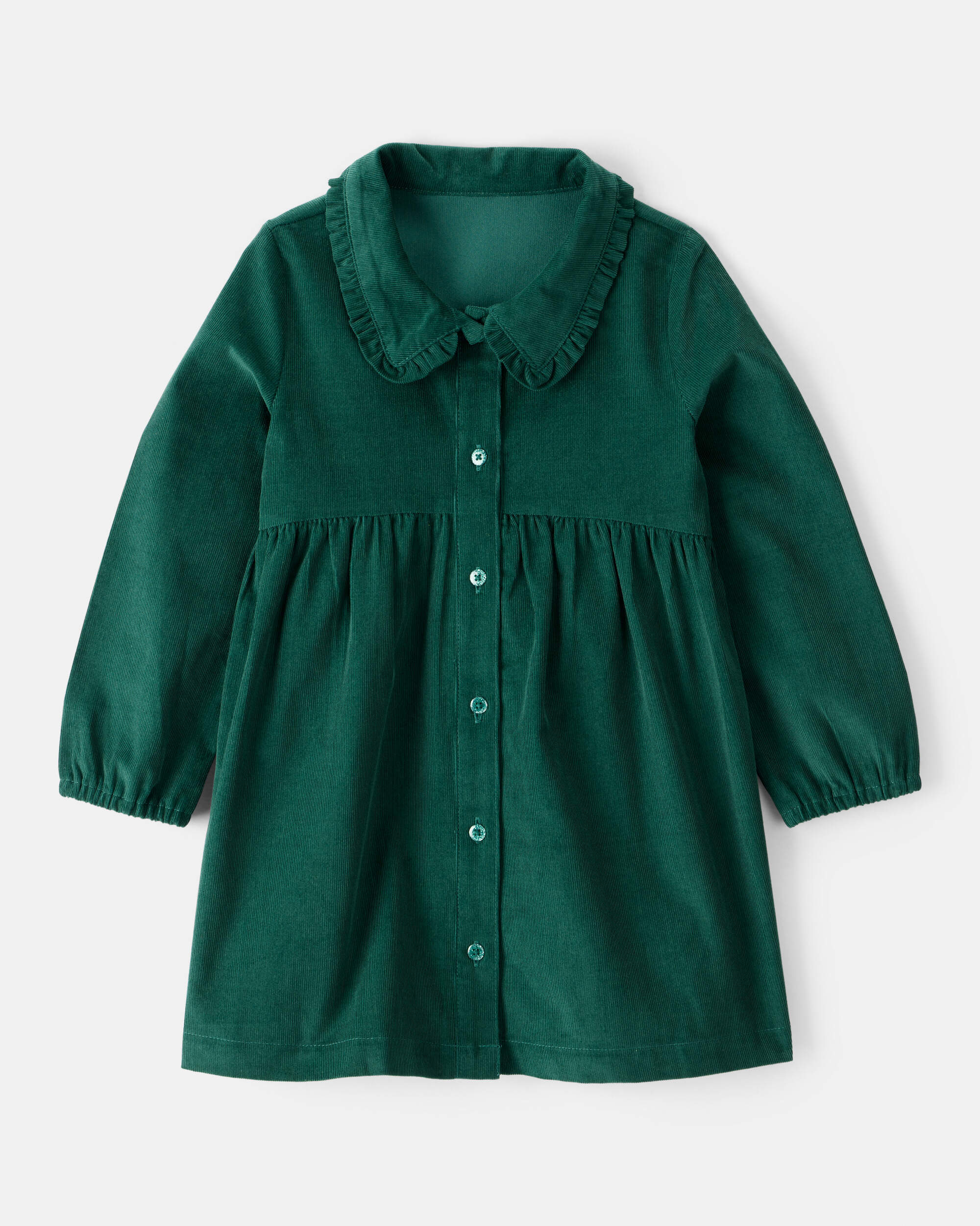 Toddler Girl Corduroy Long-Sleeve Occasion Dress - Green