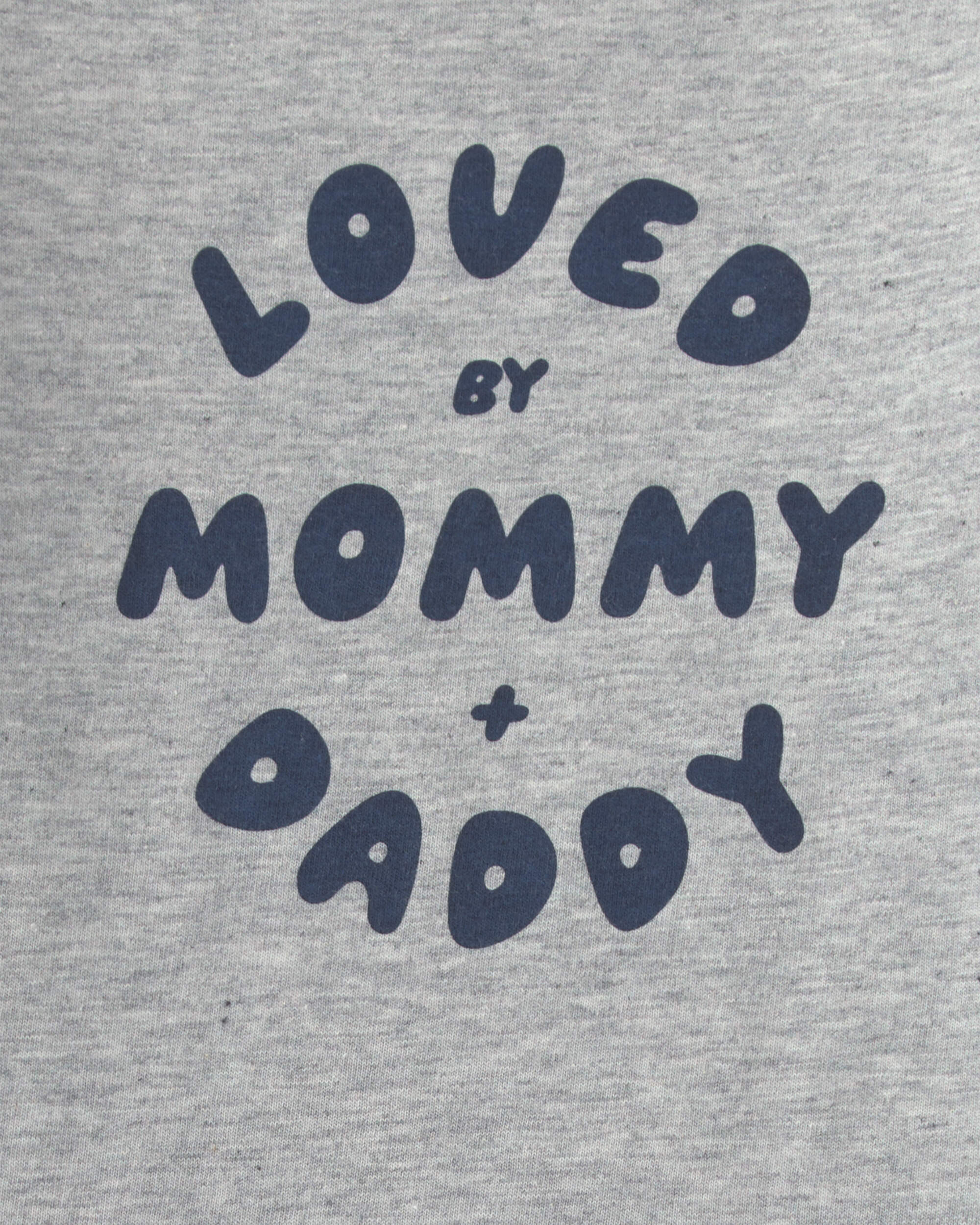 Baby Boy 'Loved By Mommy & Daddy' Long-Sleeve Graphic Bodysuit - Grey