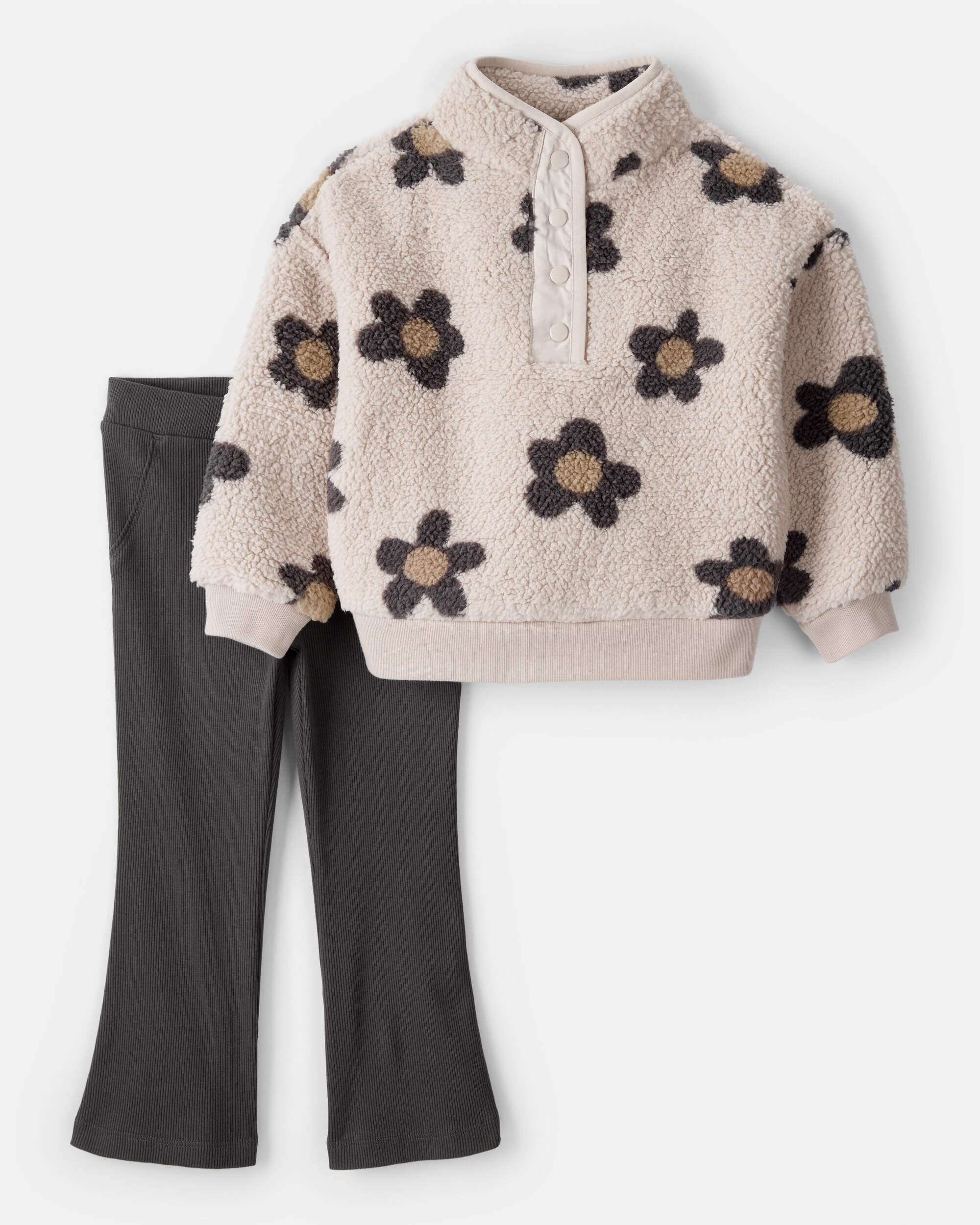 Toddler Girl 2-Piece Floral Fleece Pullover and Pants Set