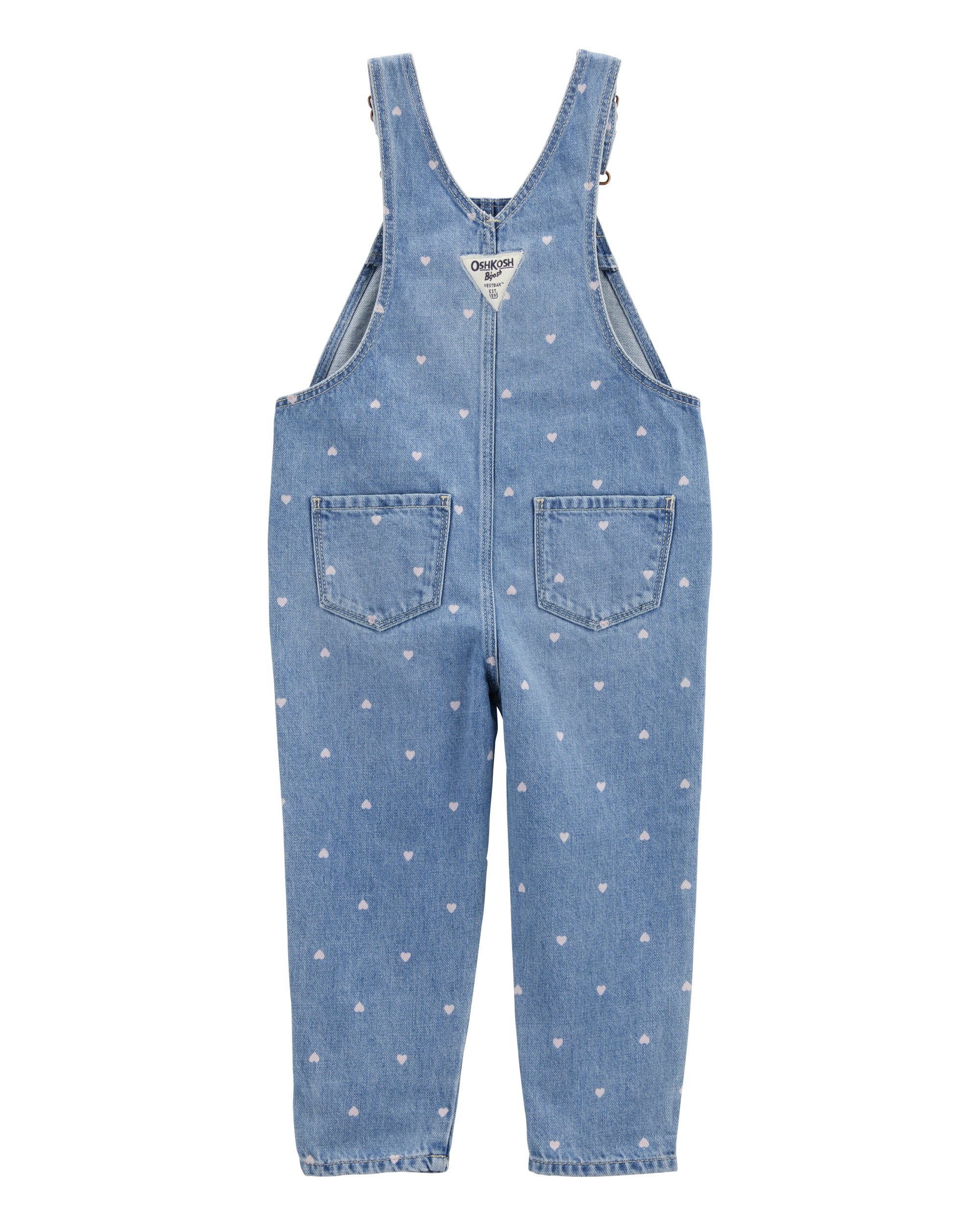 Toddler Heart-Print Knit Denim Overalls - Blue | Carter's Oshkosh