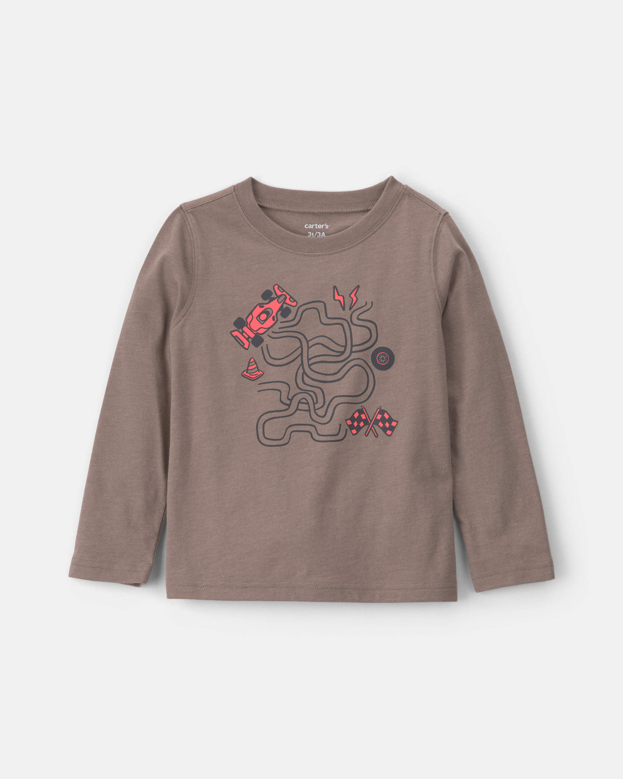 Toddler Boy Race Car Long-Sleeve Graphic Tee - Gray