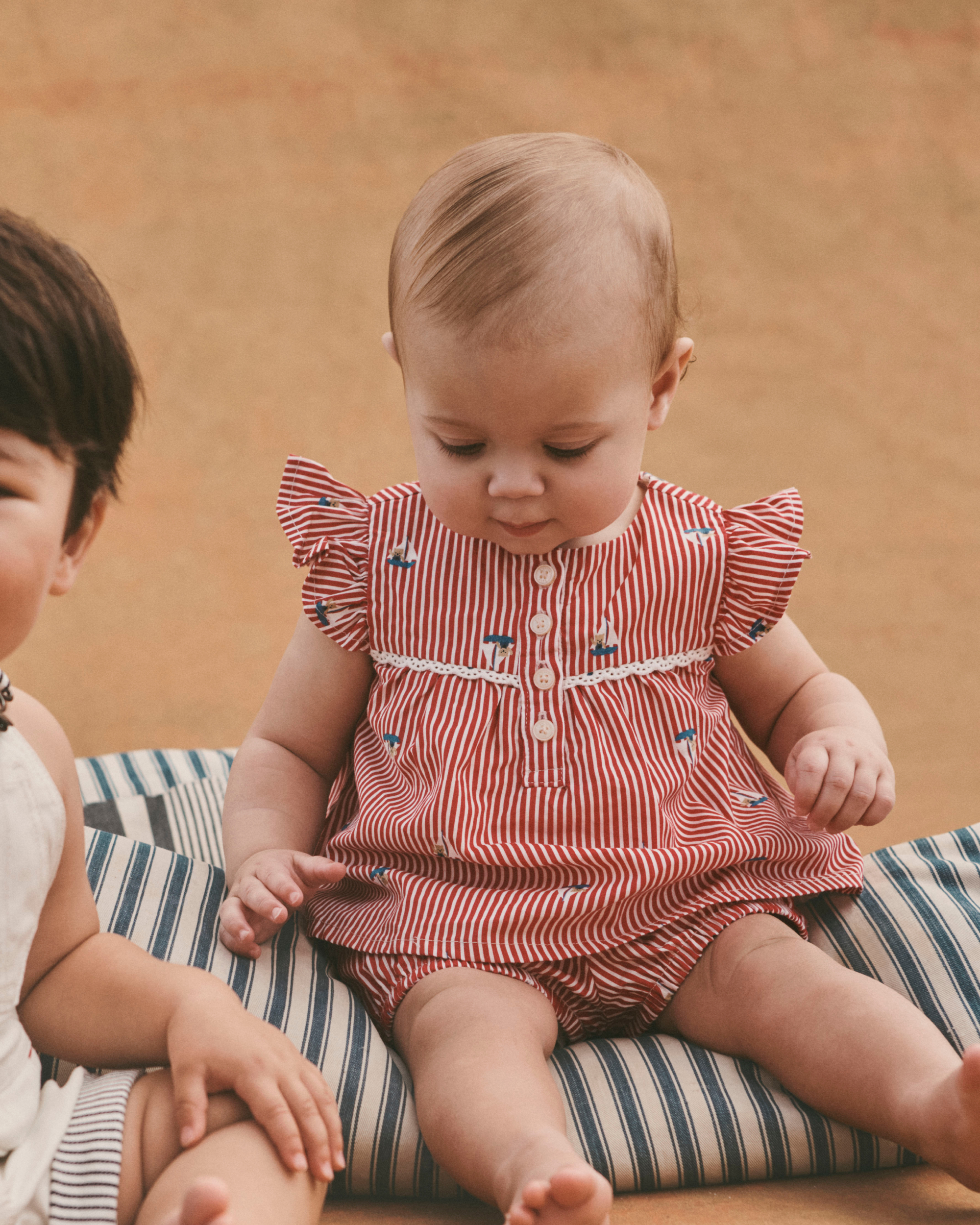 Baby Girl 2-Piece Teddy Bear Sailboat Top & Short Set - Red