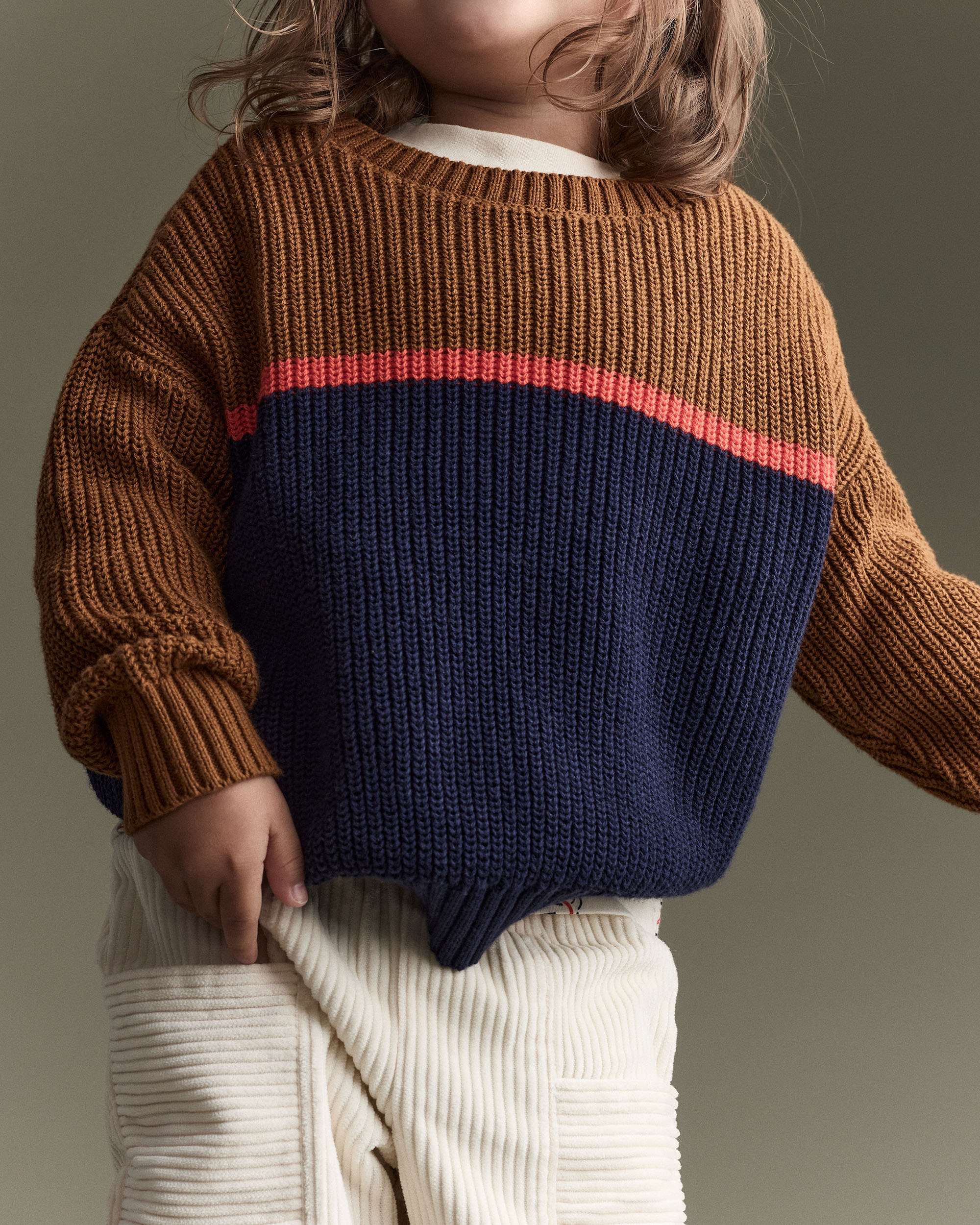 Toddler Boy Colourblock Pullover Sweater - Navy/Cinnamon