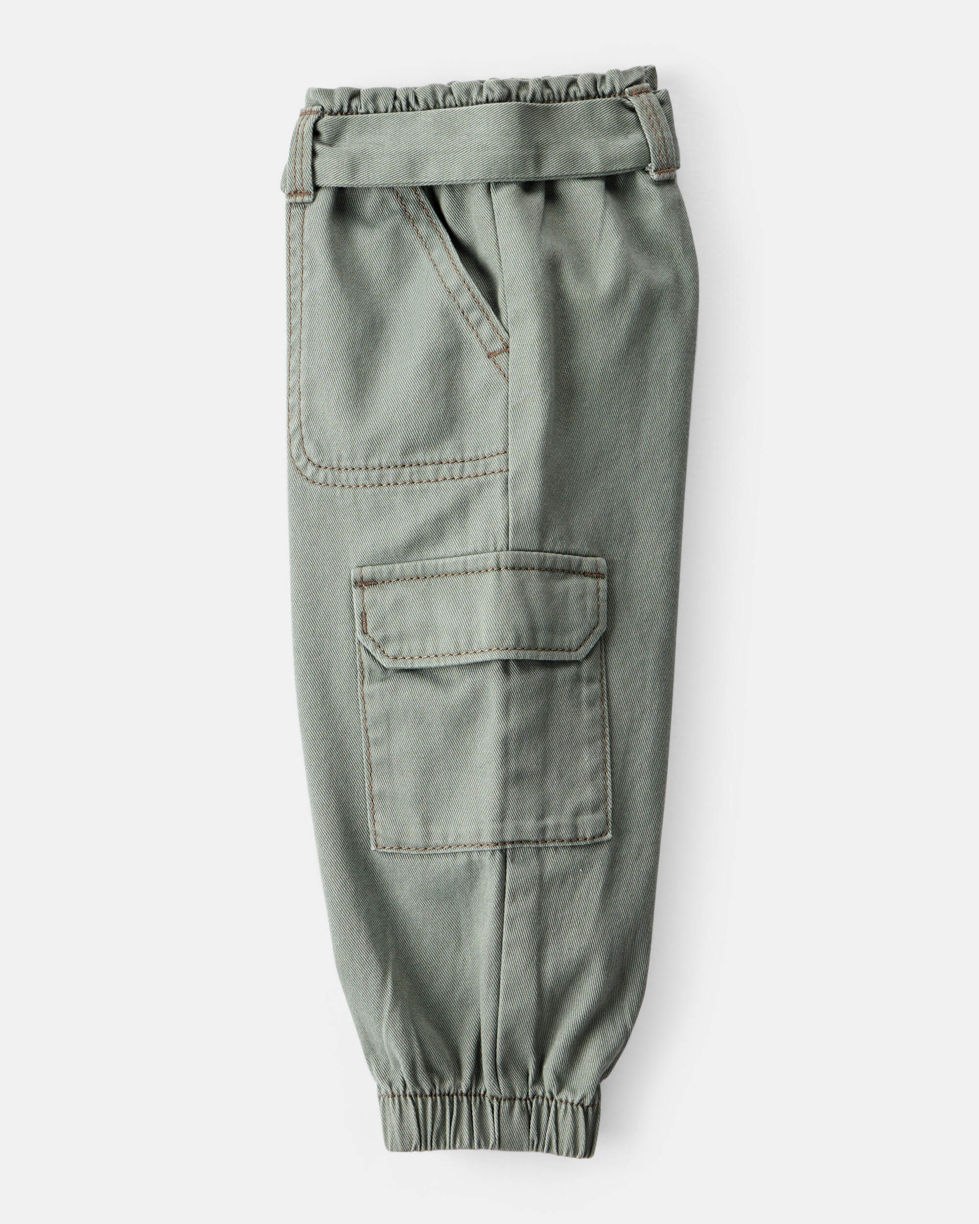 Baby Girl Cotton Cargo Joggers - Green