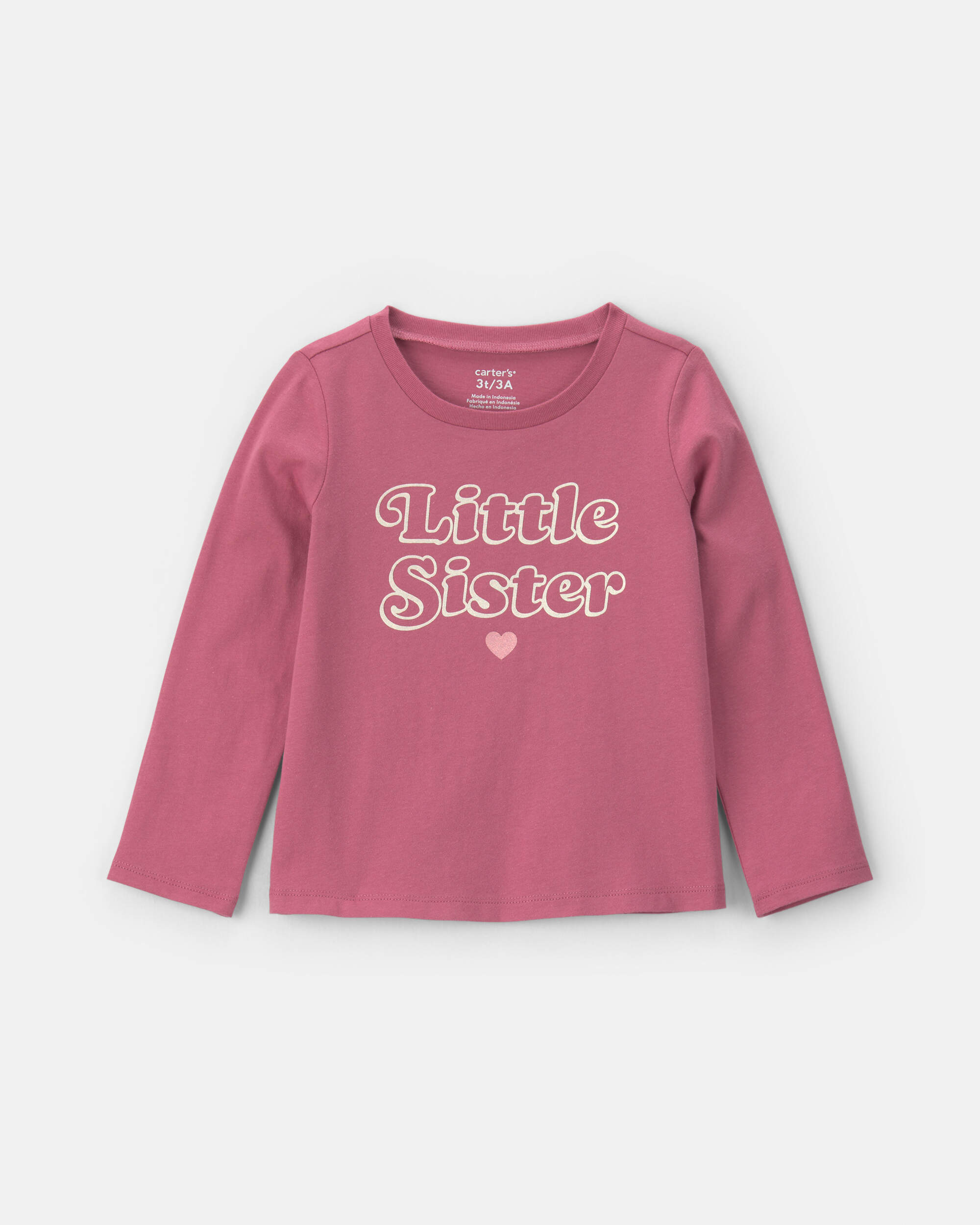 Toddler Girl 'Little Sister' Long-Sleeve Graphic Tee - Pink