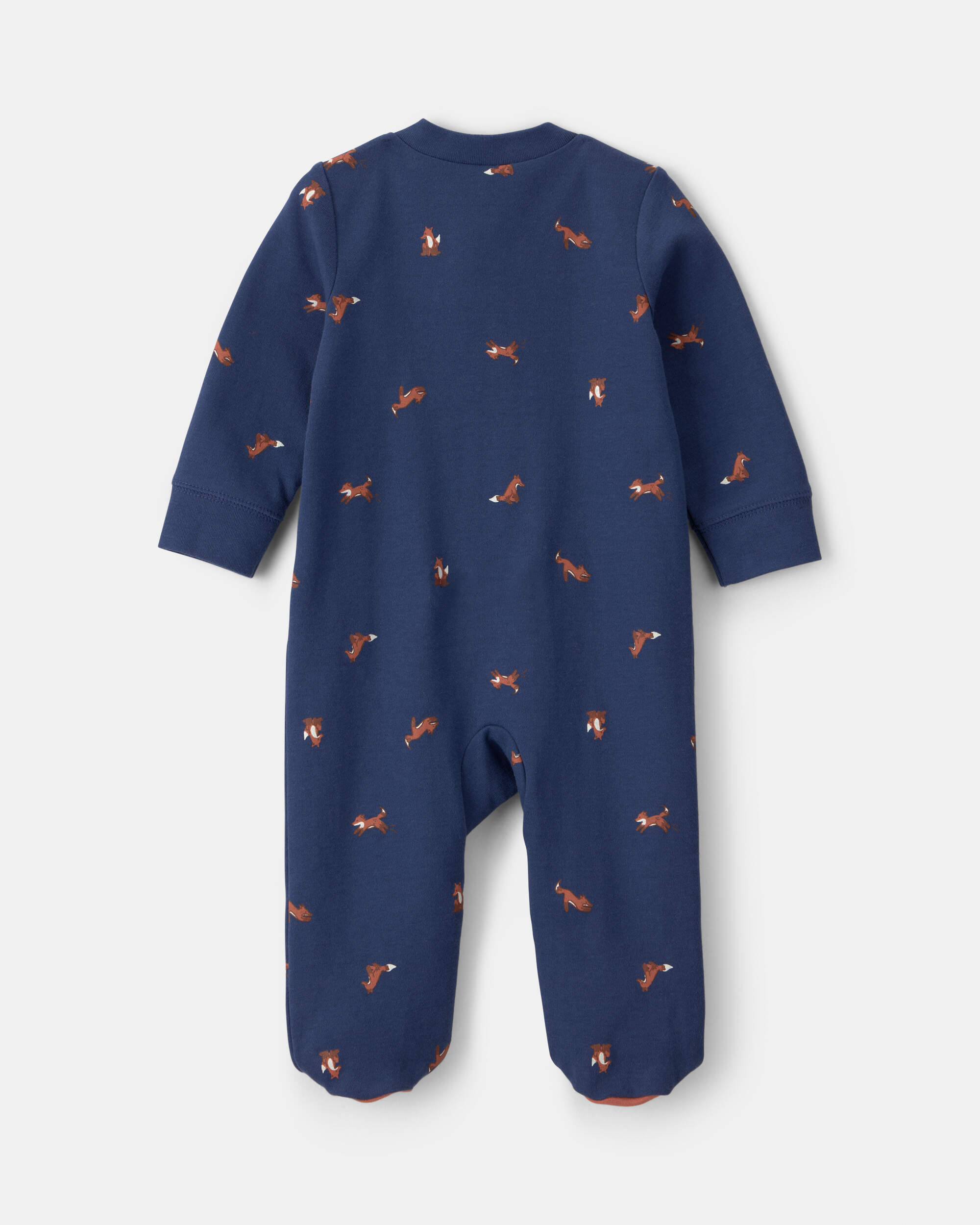 Baby Boy Fox 100% Cotton  2-Way Zip Sleeper - Navy Blue