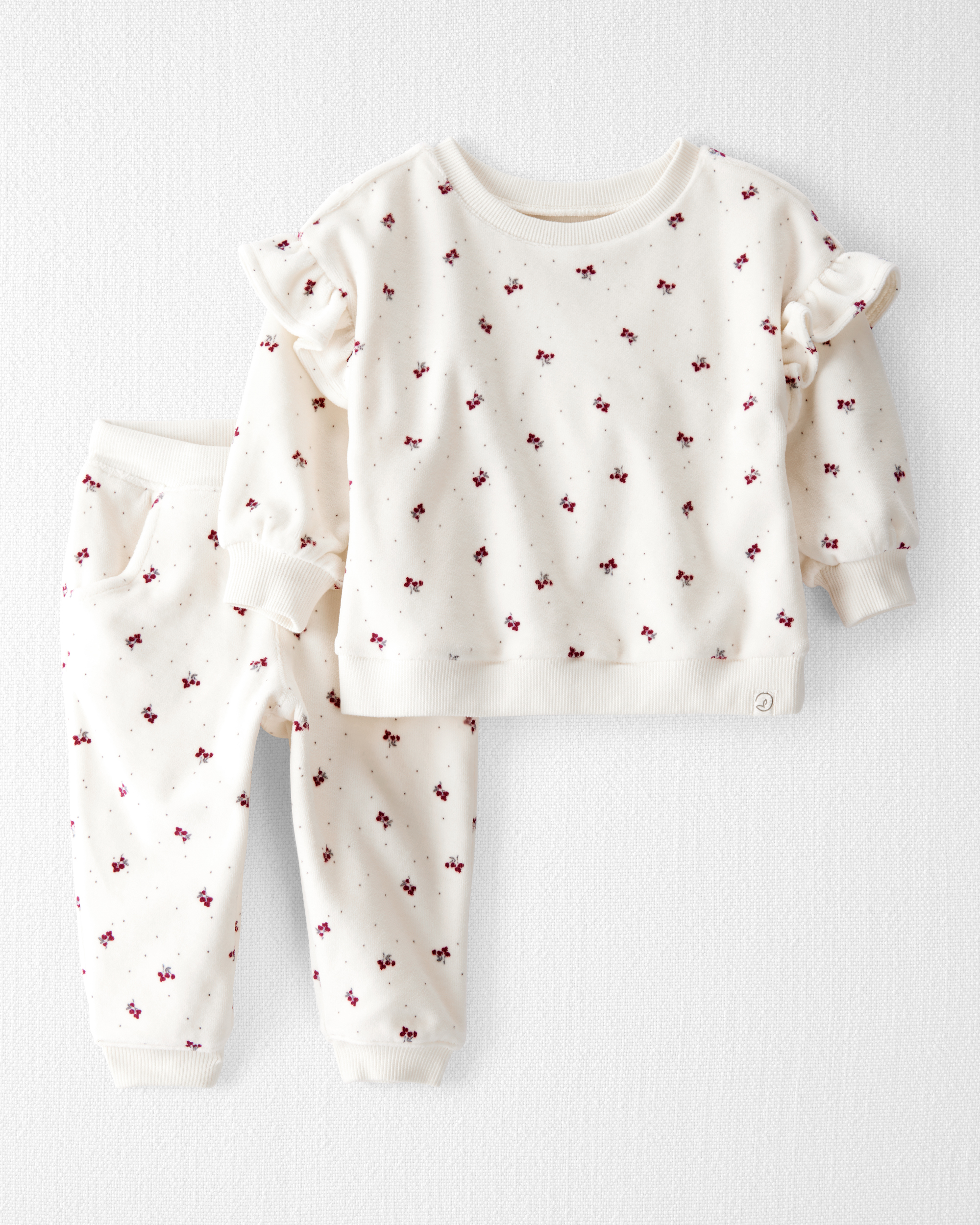 Baby Girl 2-Piece Organic Cotton Velour Set Wild Rose Print