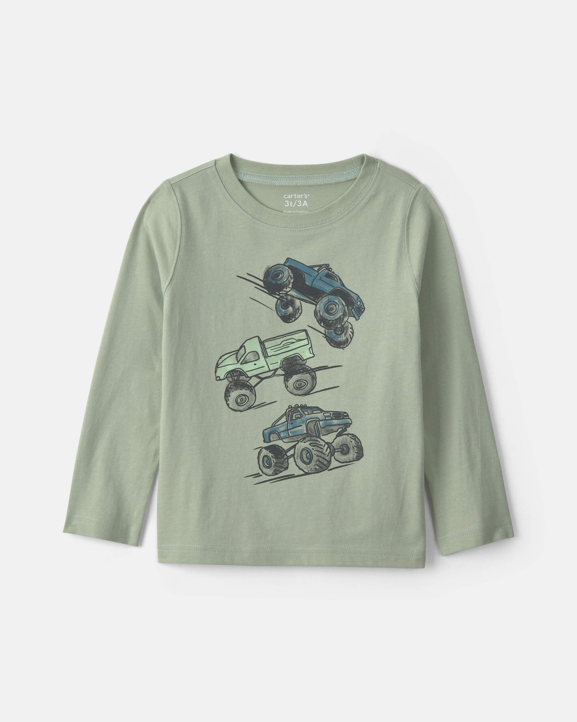 Toddler Boy Monster Truck Long-Sleeve Graphic Tee - Green