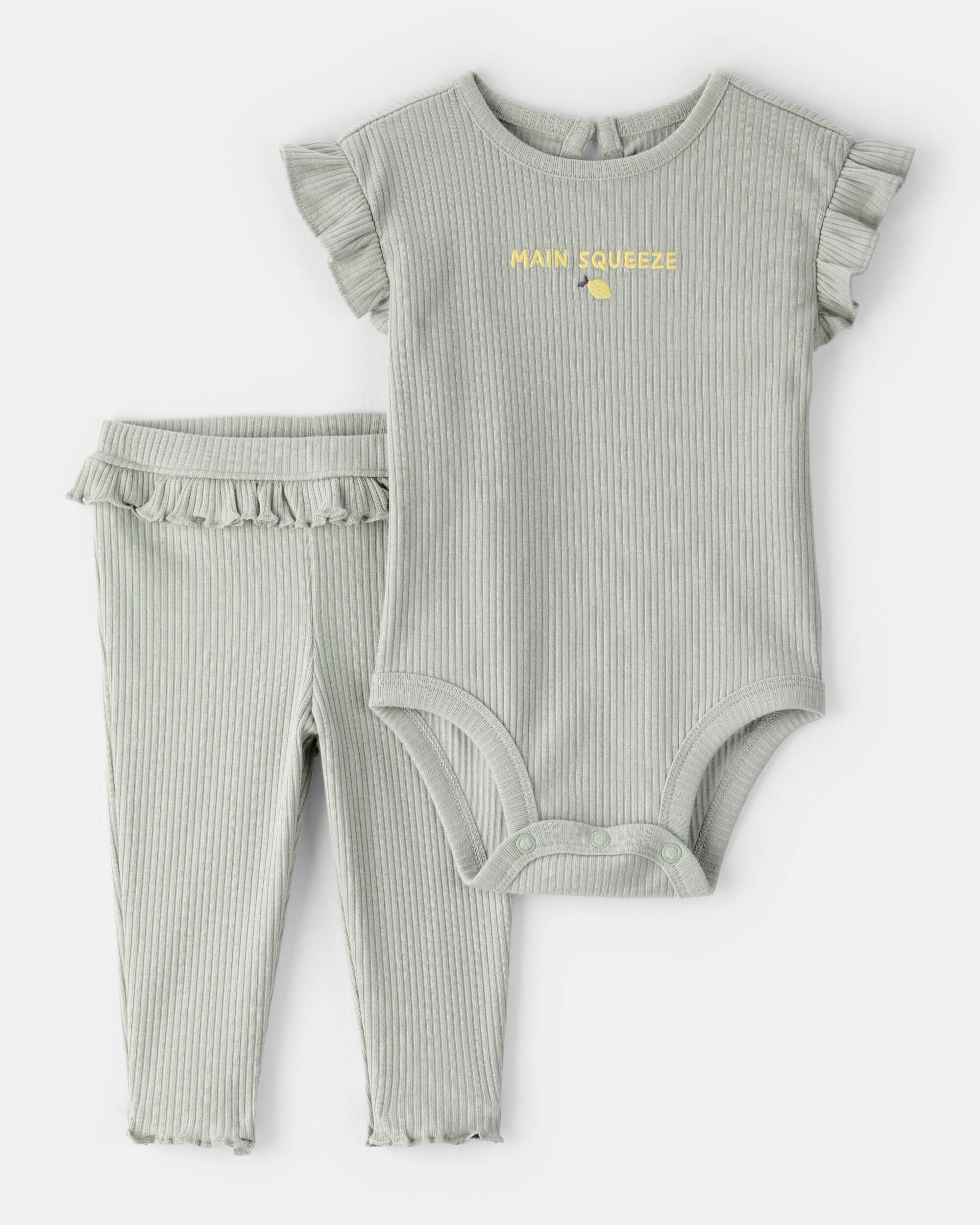Baby Girl 'Main Squeeze' Bodysuit & Pant Set - Green