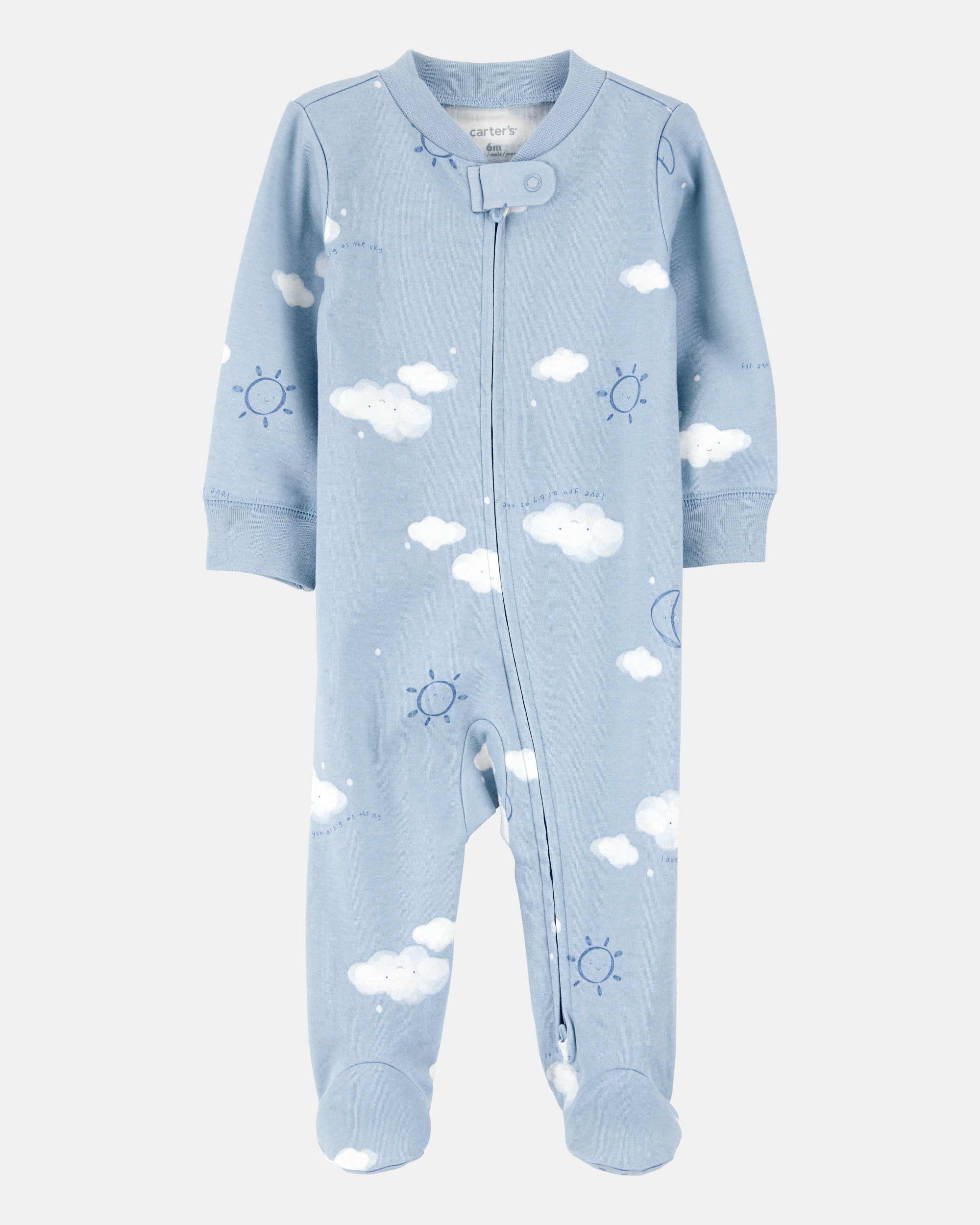 Baby Boy Cloud Print 2-Way Zip Cotton Sleeper