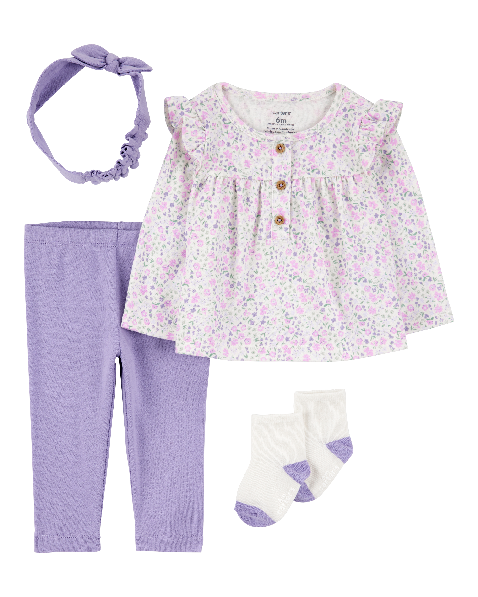 Baby 4-Piece Floral Outfit Set