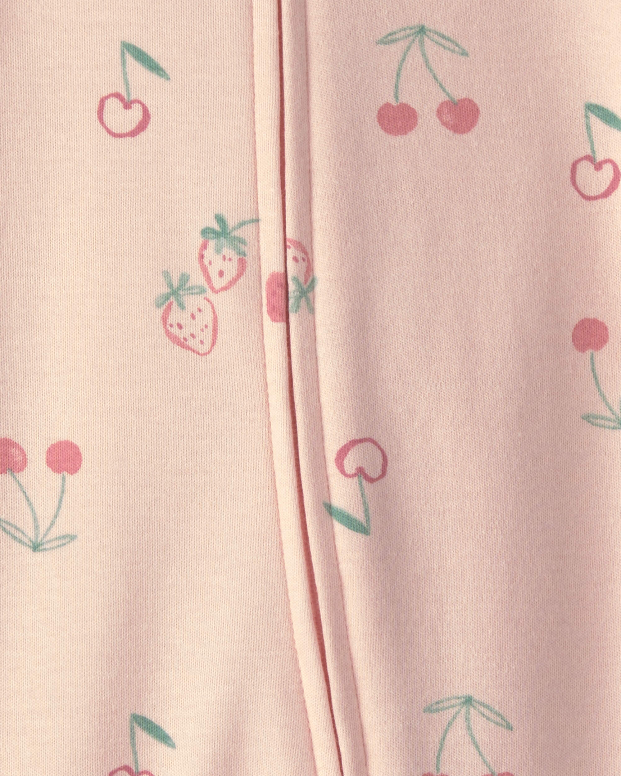 Baby Girl Strawberry 100% Cotton 2-Way Zip Sleeper - Pink