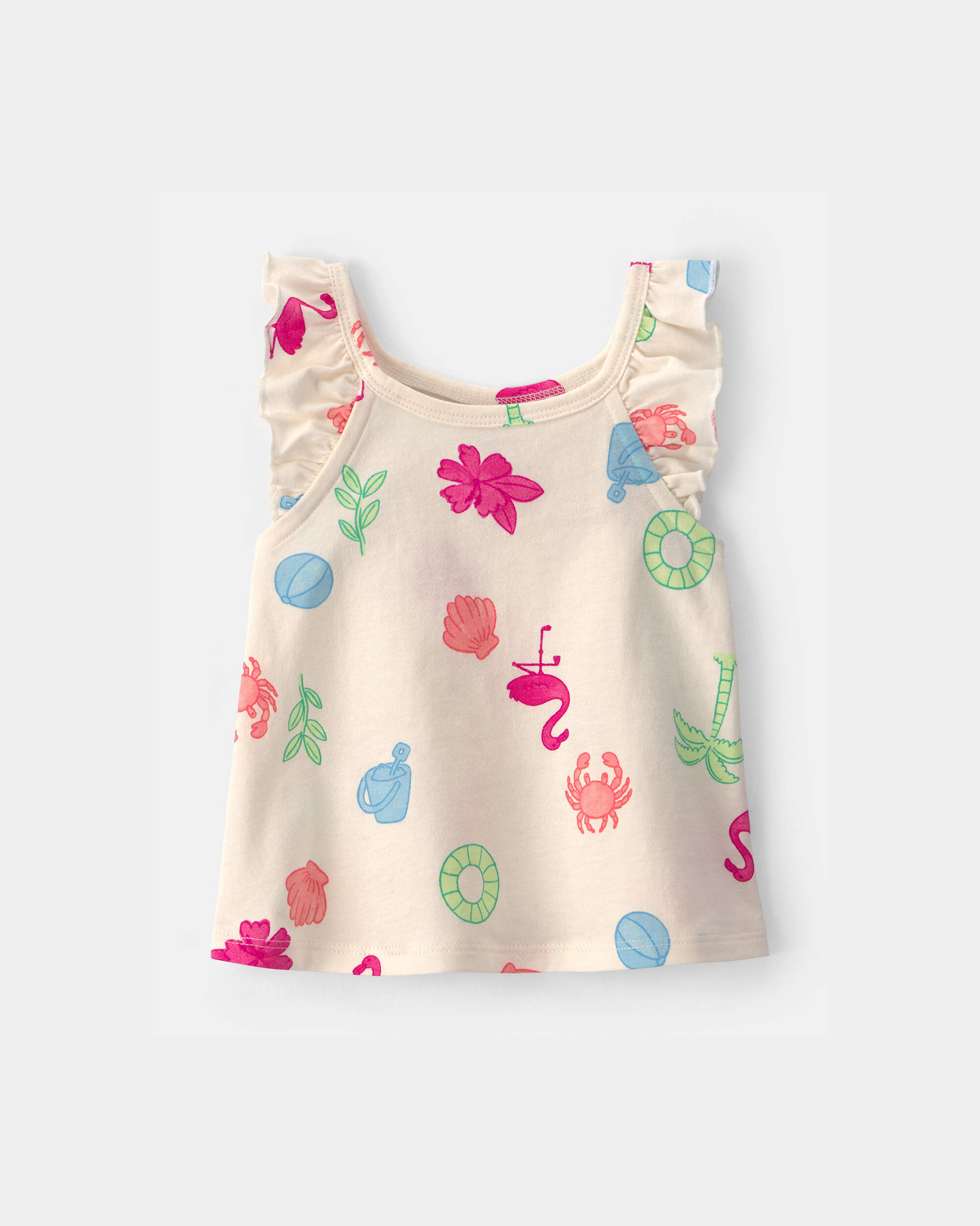 Baby Girl Beach Ruffle-Sleeve Tank Top