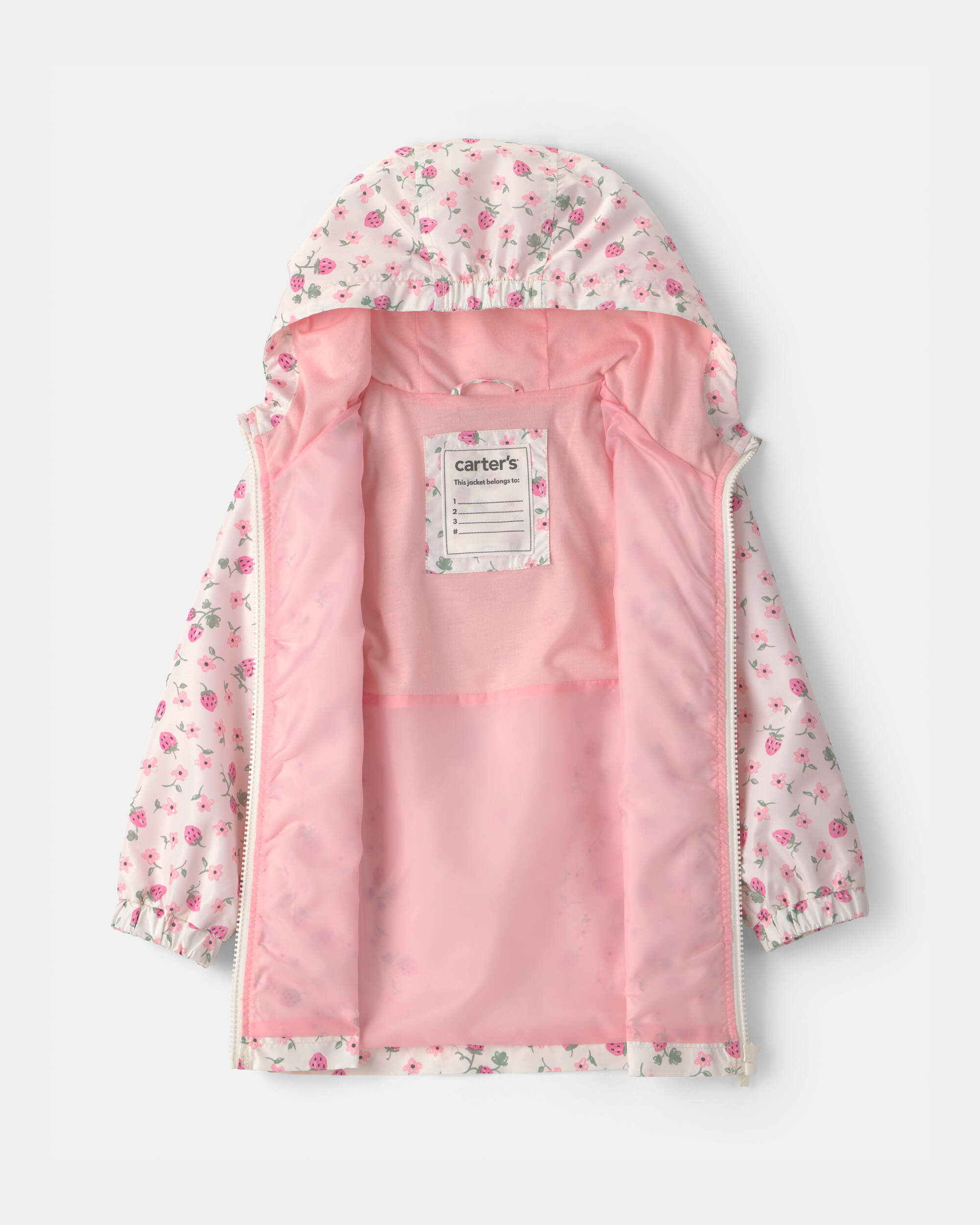 Toddler Girl Strawberry Floral Raincoat