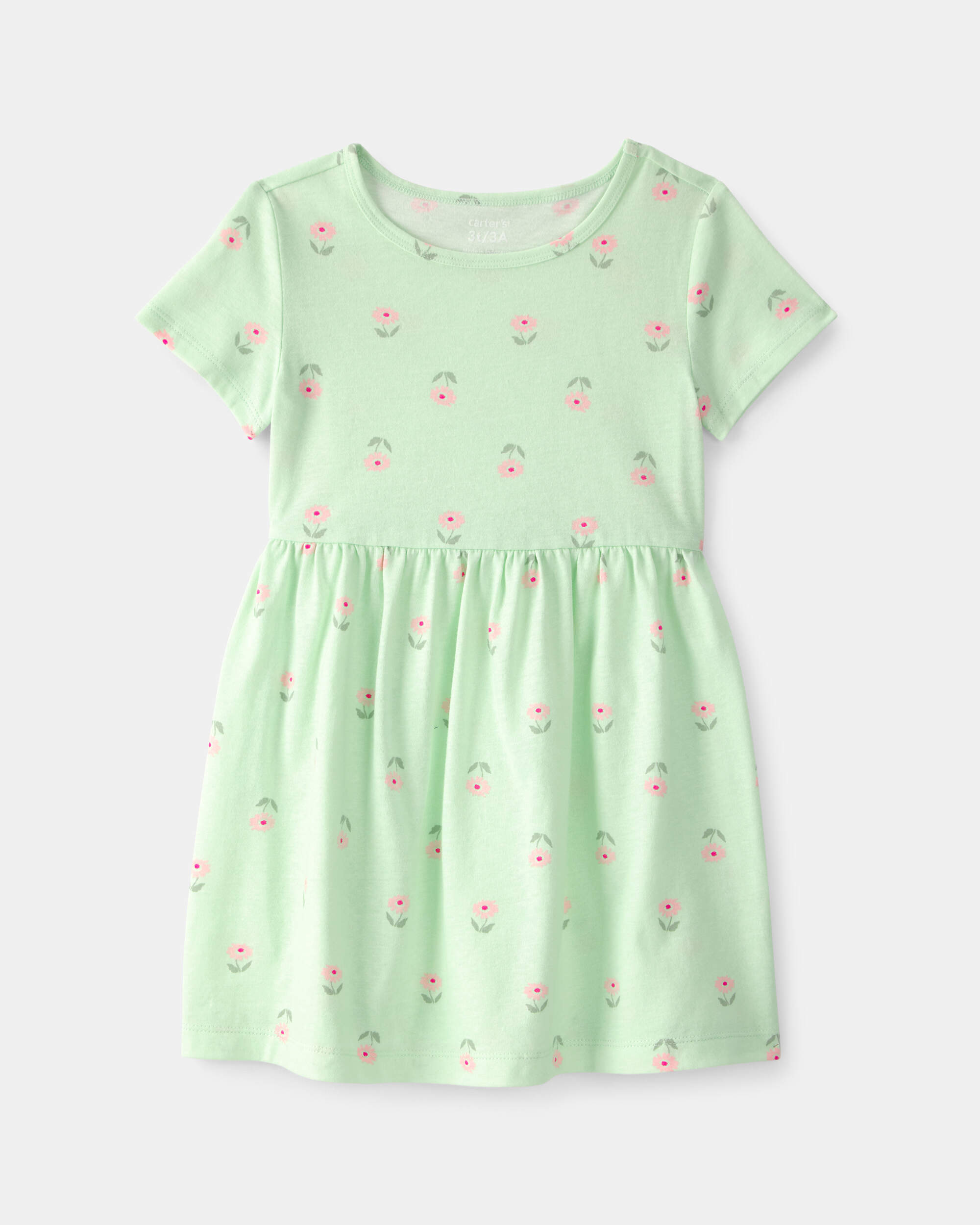 Toddler Girl Floral Short-Sleeve Dress - Green