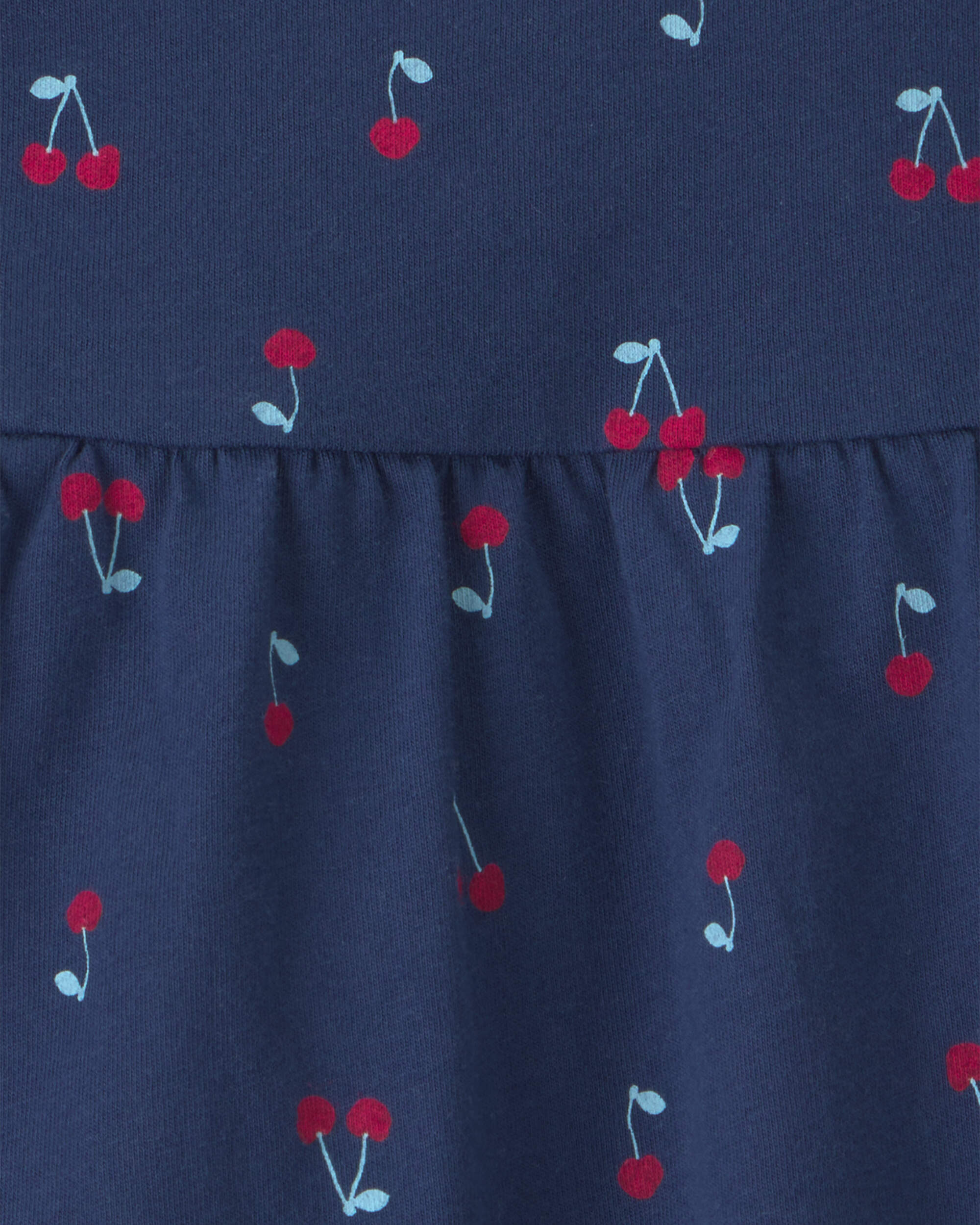 Baby Girl Cherry Sleeveless Bodysuit Dress - Navy Blue