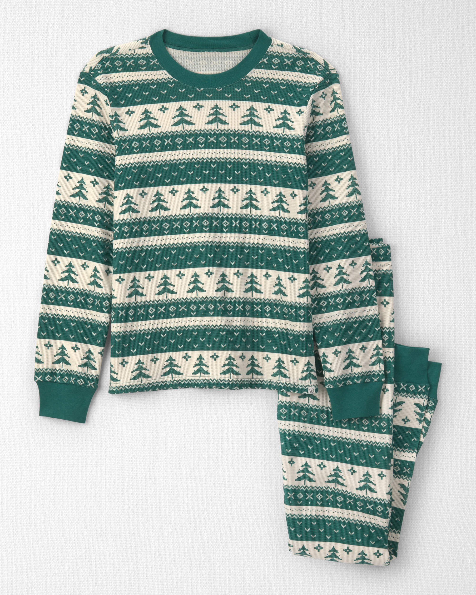 Adult 2-Piece Fair Isle Waffle Knit Pyjamas Made with Organic Cotton