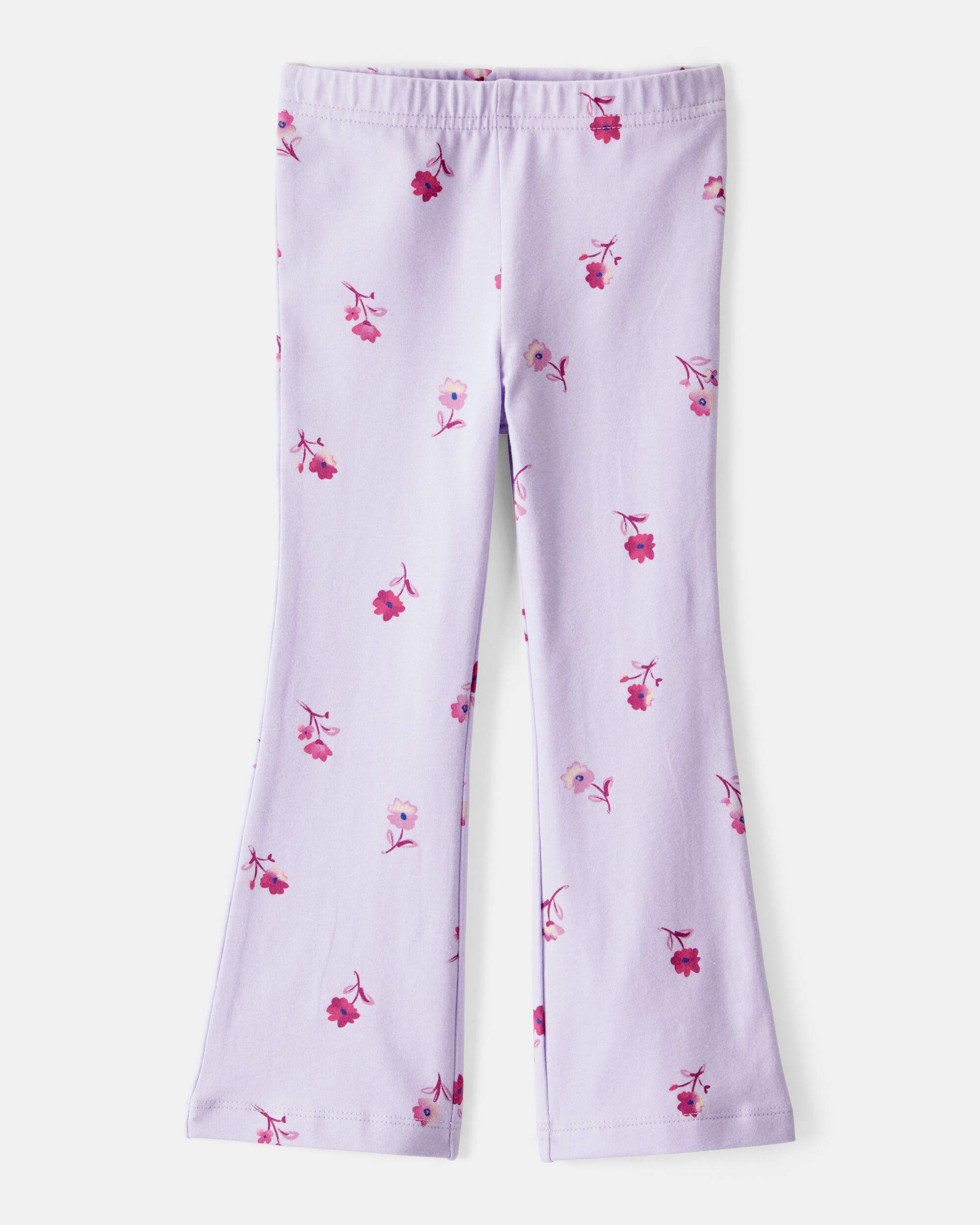 Toddler Girl Floral Cotton Flare Pull-On Stretch Leggings - Purple