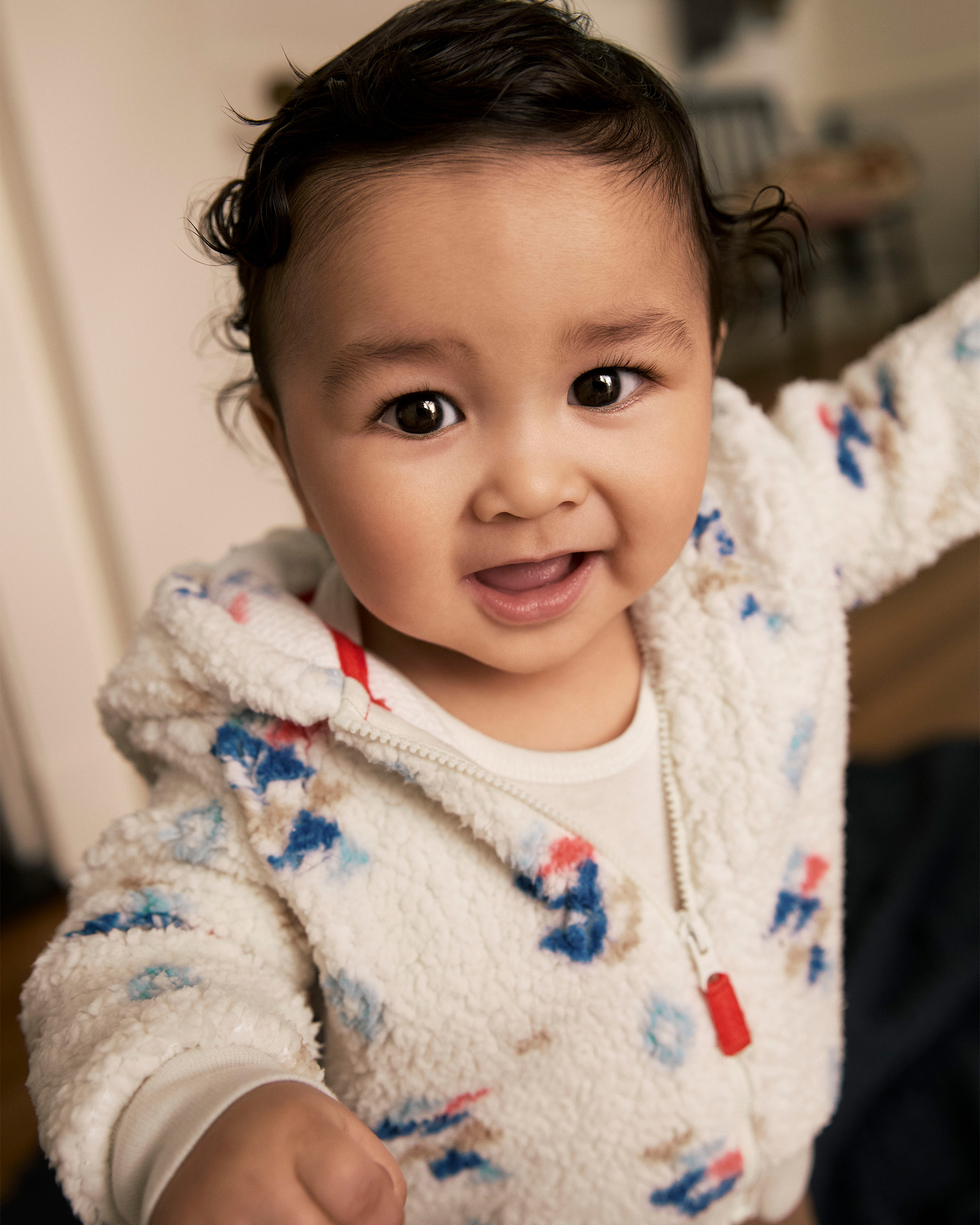 Baby Boy Aztec Sherpa Long-Sleeve Jumpsuit - Cream