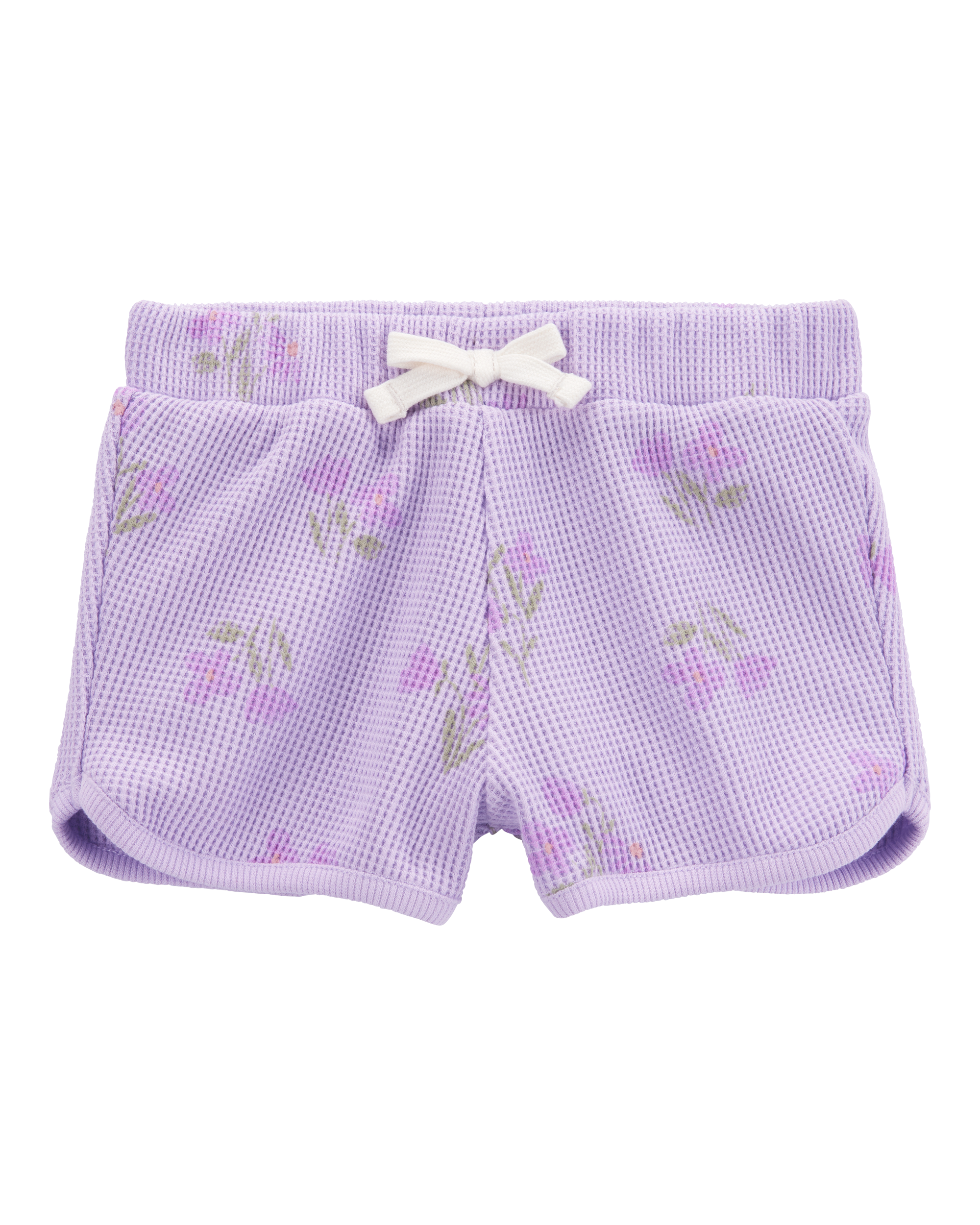 Baby Floral Waffle Knit Shorts - Purple