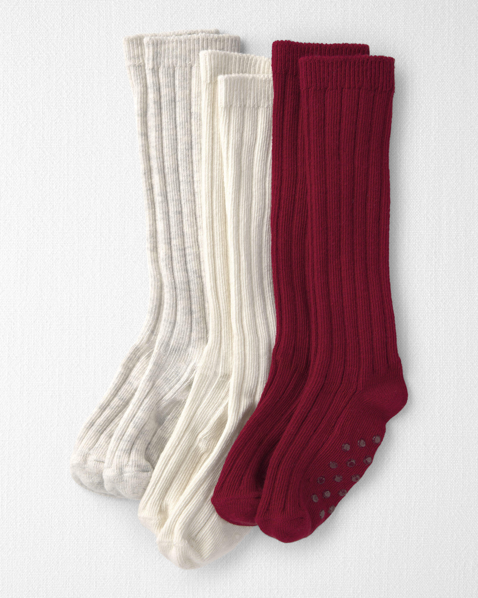 Toddler Girl 3-Pack No-Slip Knee-High Socks Made with Organic Cotton