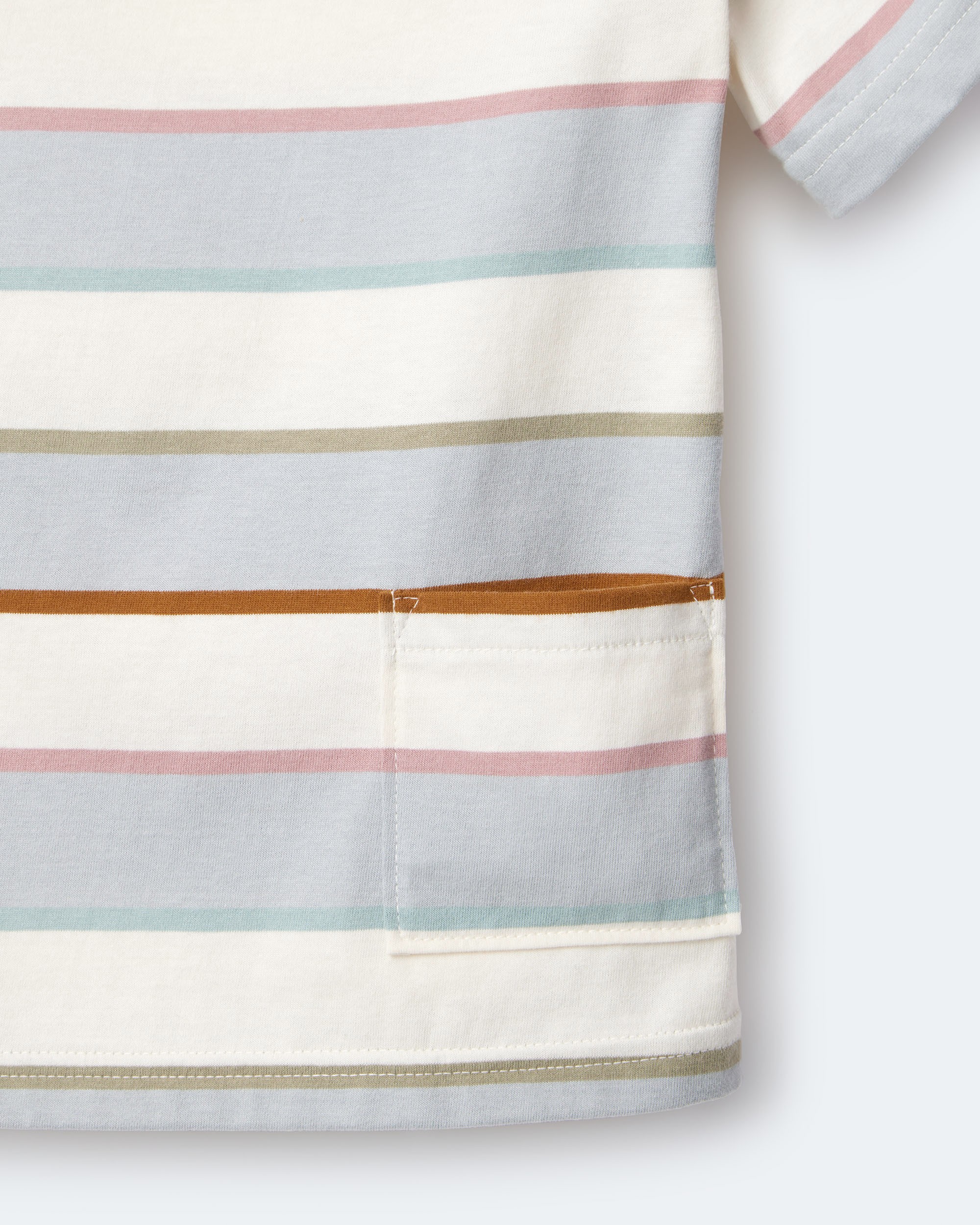 Toddler Boy Striped Short-Sleeve Otter Pocket Tee - Cream/Light Blue