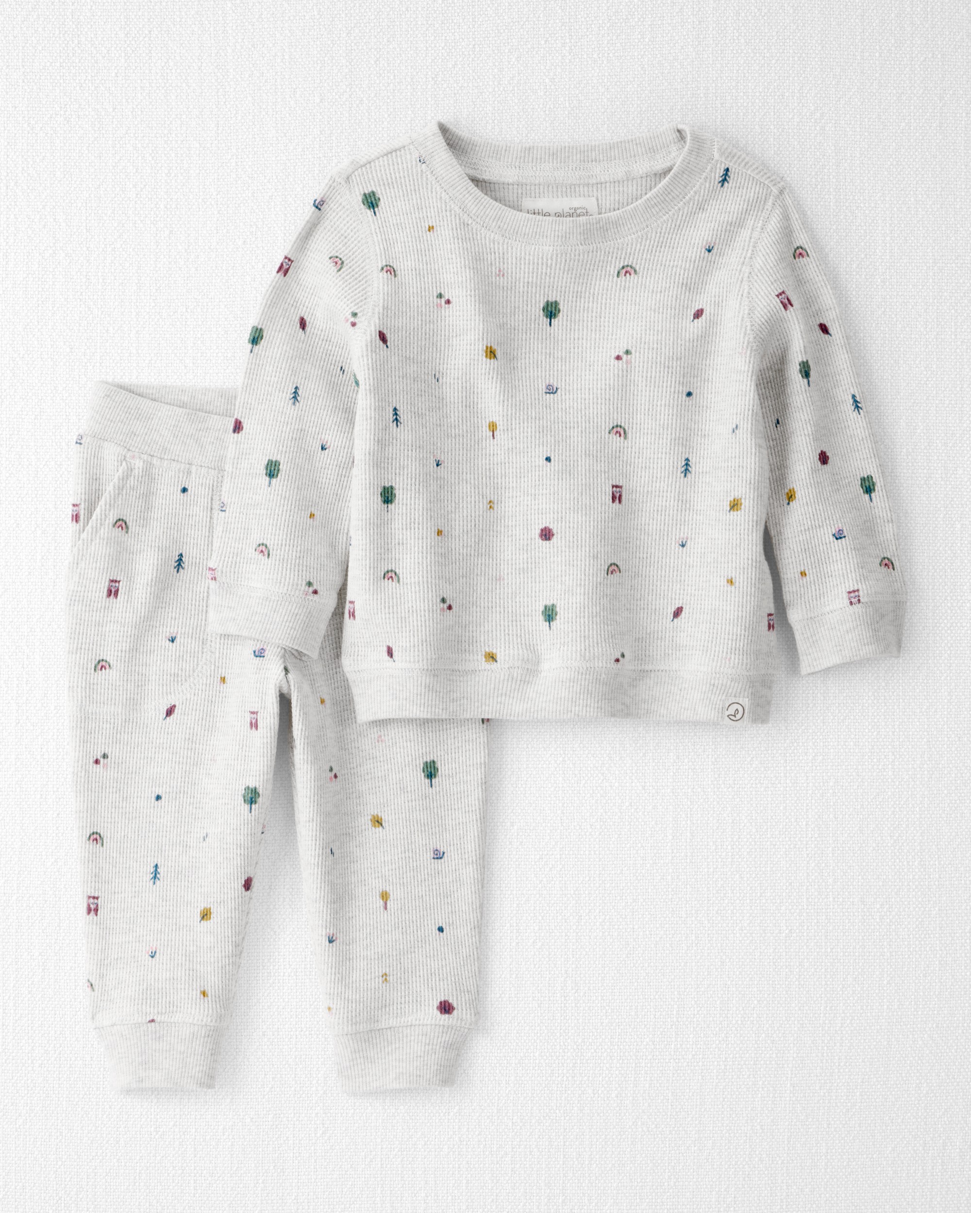 Baby Girl 2-Piece Organic Cotton Waffle Knit Set Icon Print