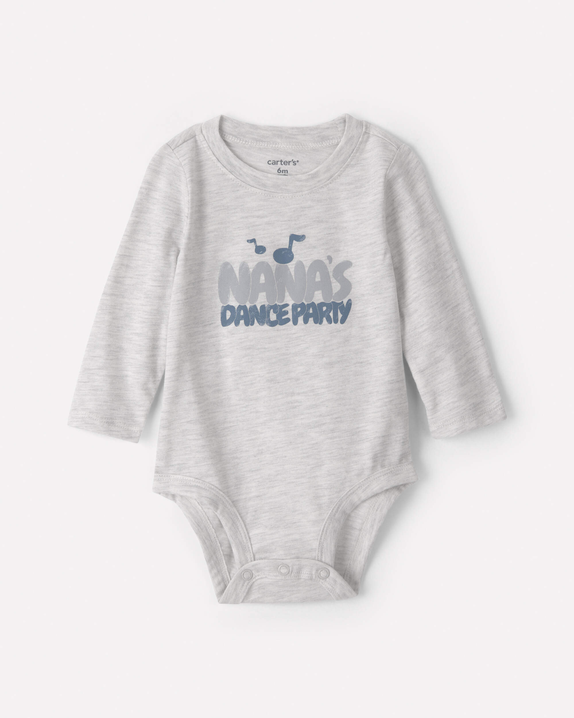 Baby 'Nana's Dance Party' Long-Sleeve Graphic Bodysuit - Grey