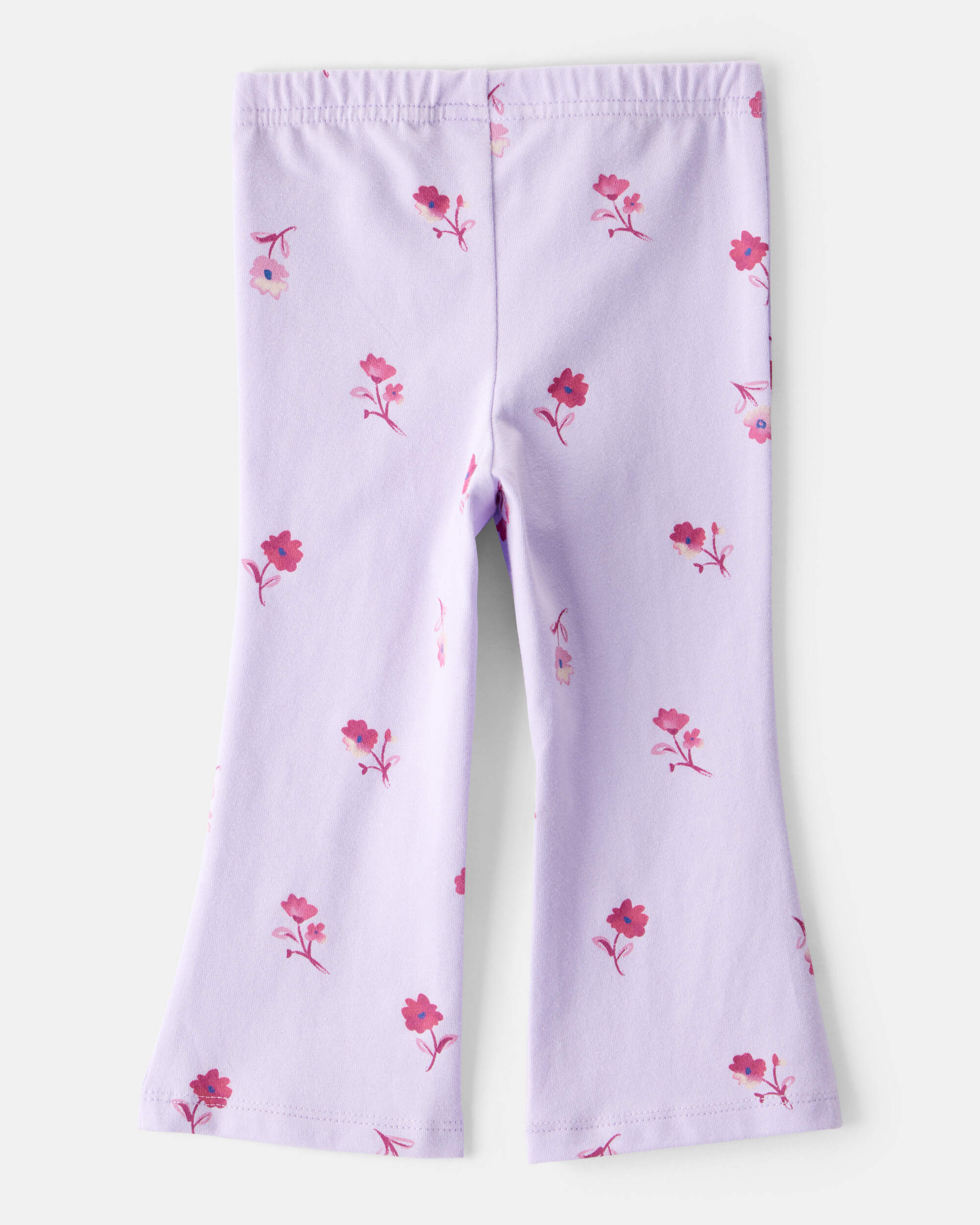 Baby Girl Floral Cotton Flare Pull-On Stretch Leggings - Purple