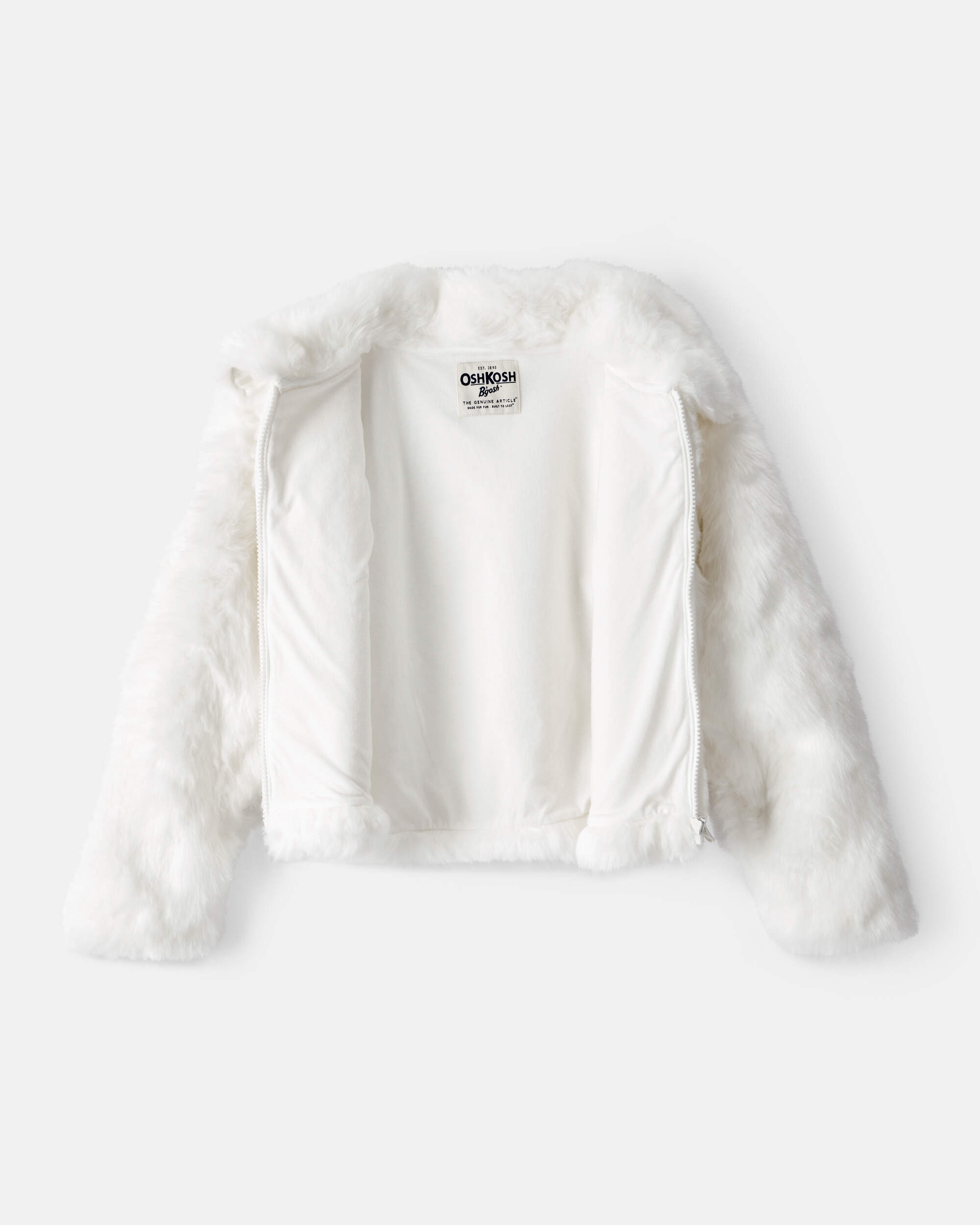 Girls Long-Sleeve Faux Fur Fashion Jacket - White | Carter's