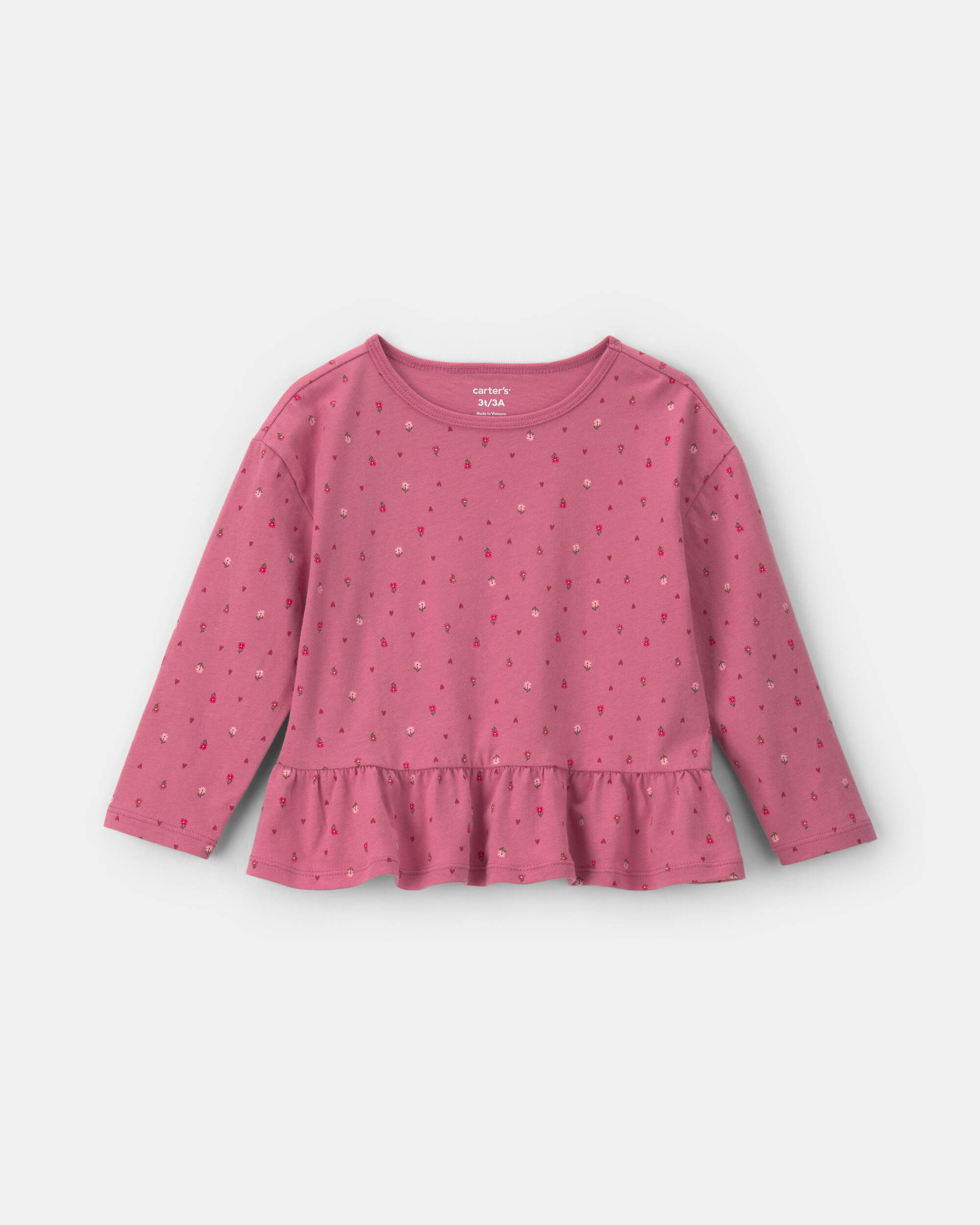 Toddler Girl Heart Long-Sleeve Top - Pink