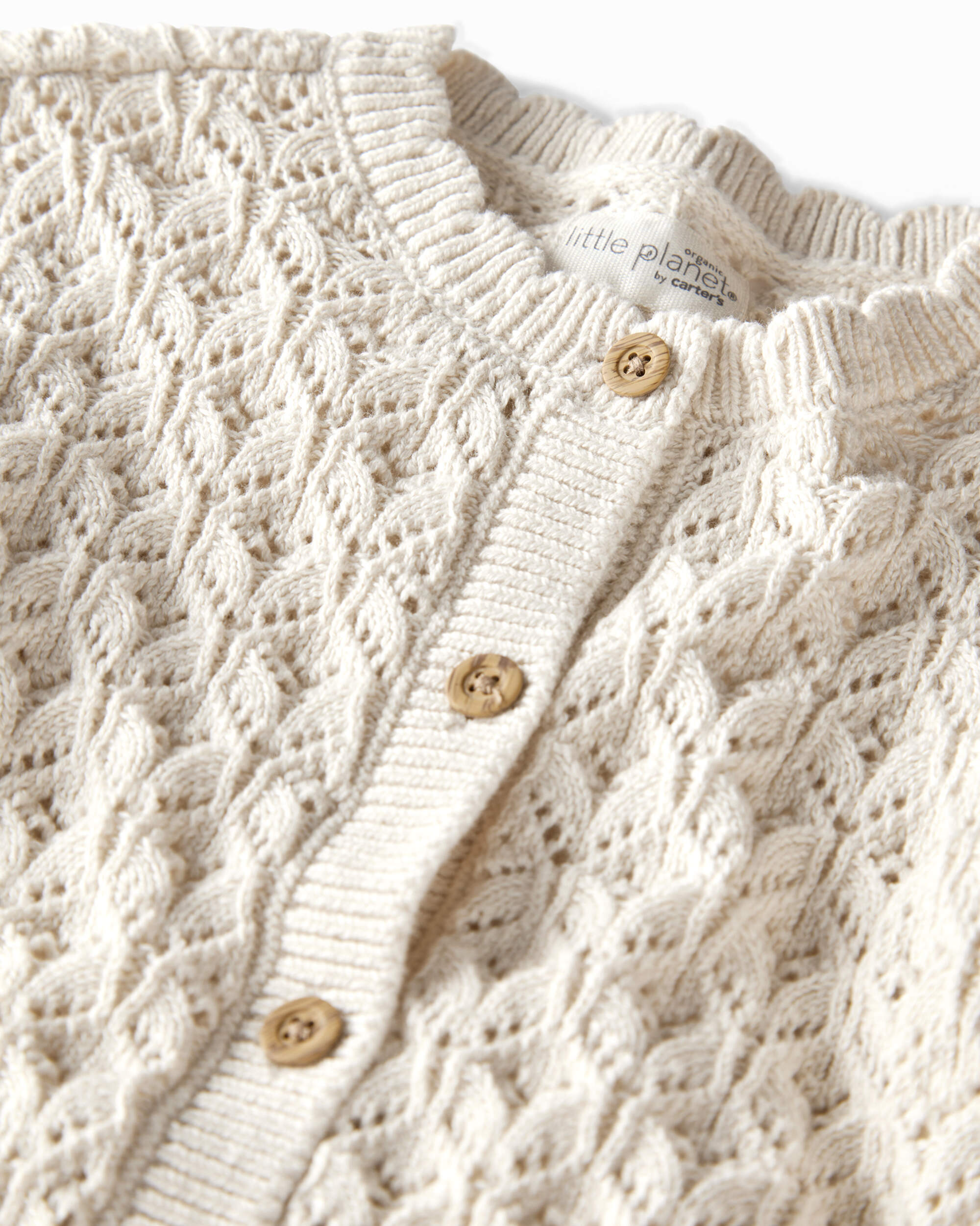 Toddler Girl Organic Cotton Pointelle Sweater Knit Cardigan