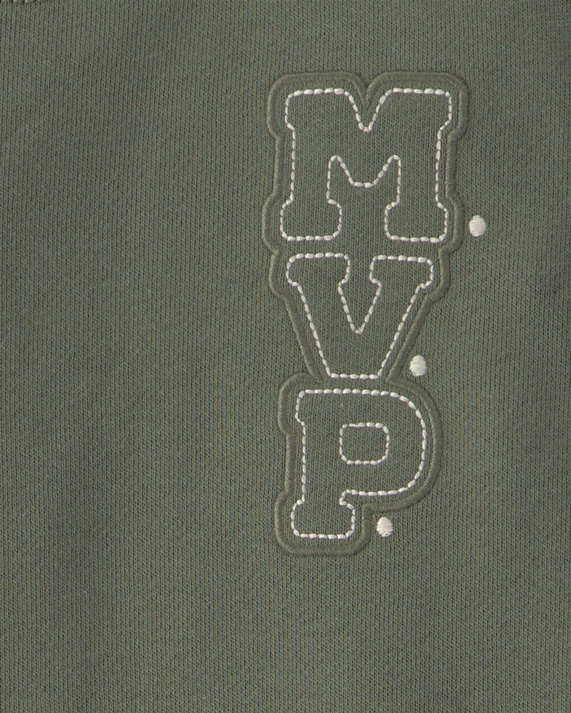 Baby Boy 2-Piece 'MVP' French Terry Long-Sleeve Top & Pant Set - Olive Green