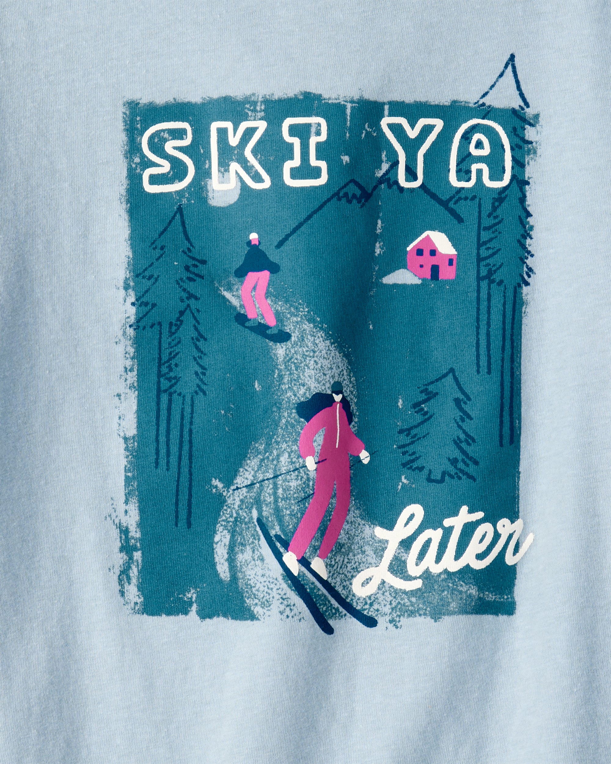 Girls Skiing Long-Sleeve Graphic Tee - Blue